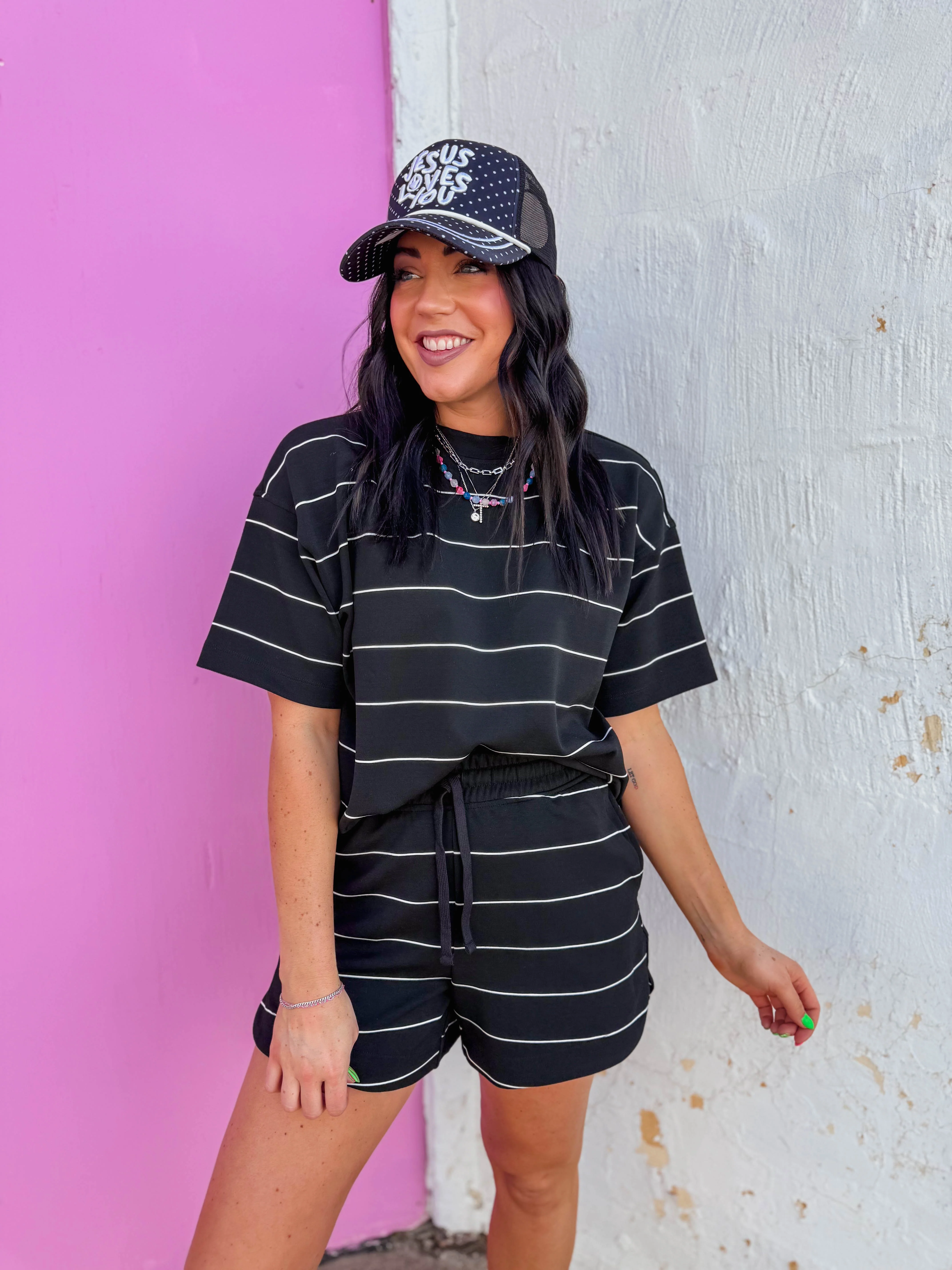 Grab & Go Striped Shorts-Black - Image 3