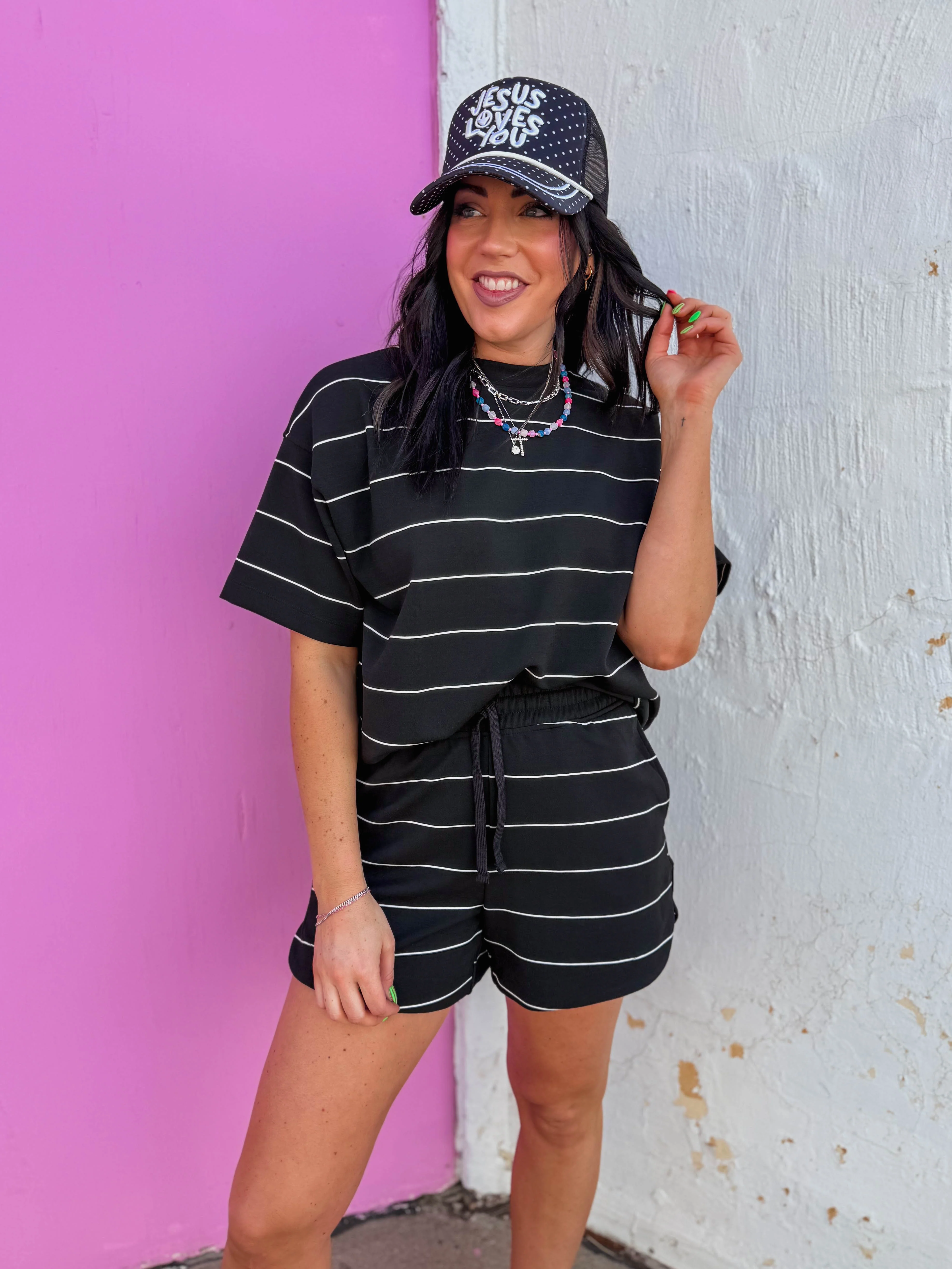Grab & Go Striped Shorts-Black - Image 7