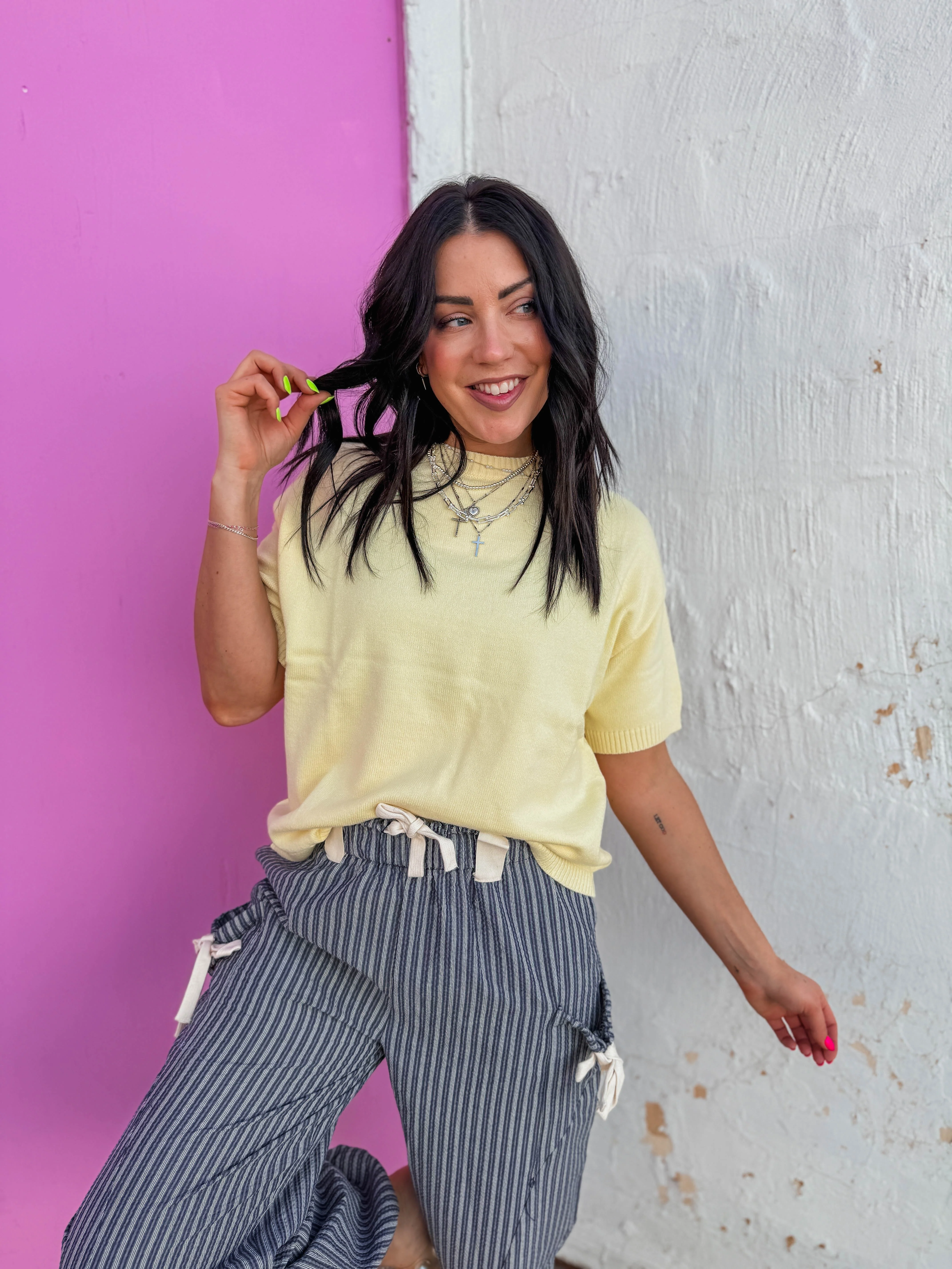Harper Knit Top-Lemon