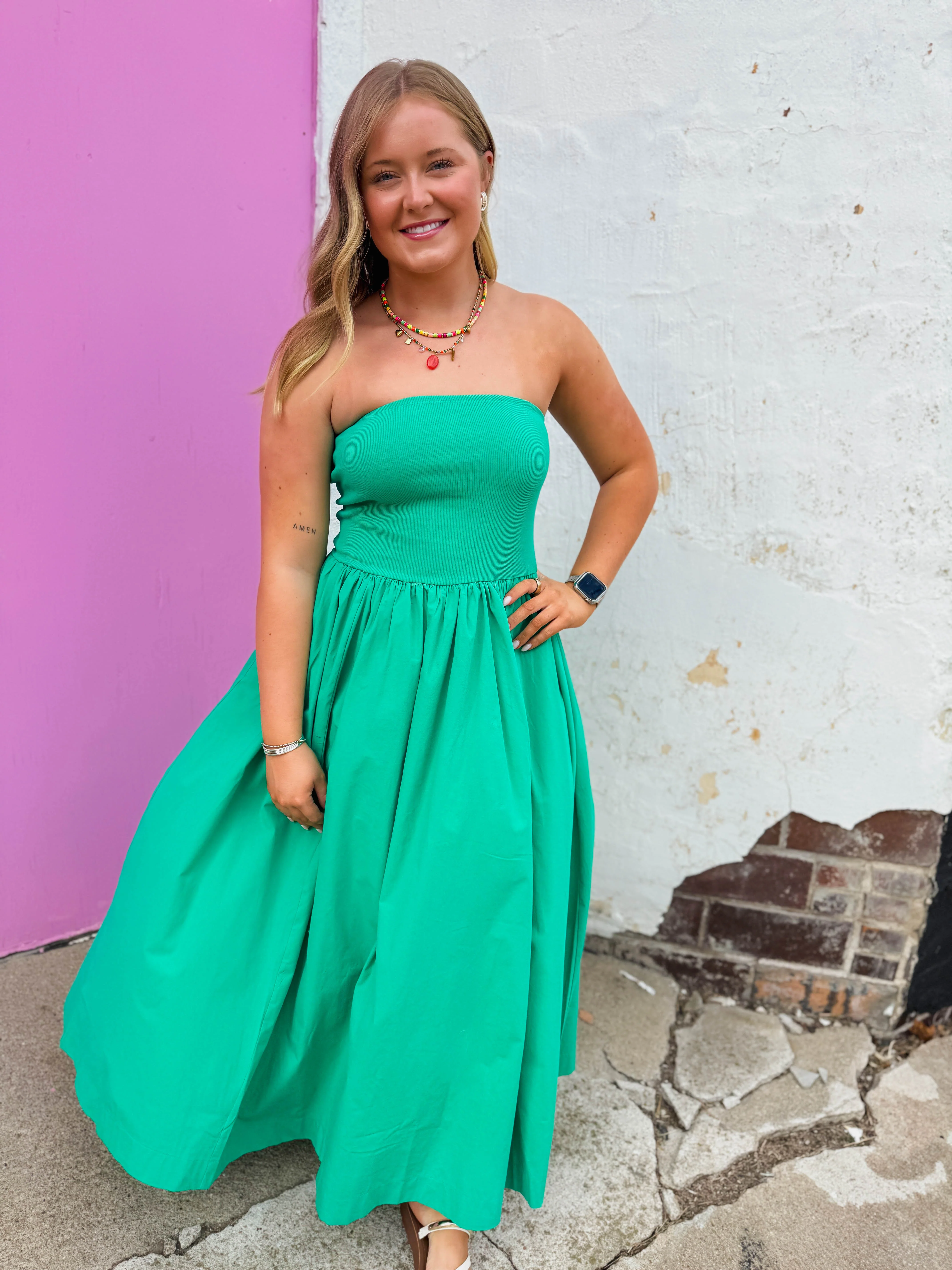 Having A Moment Midi Dress-Green - Image 6