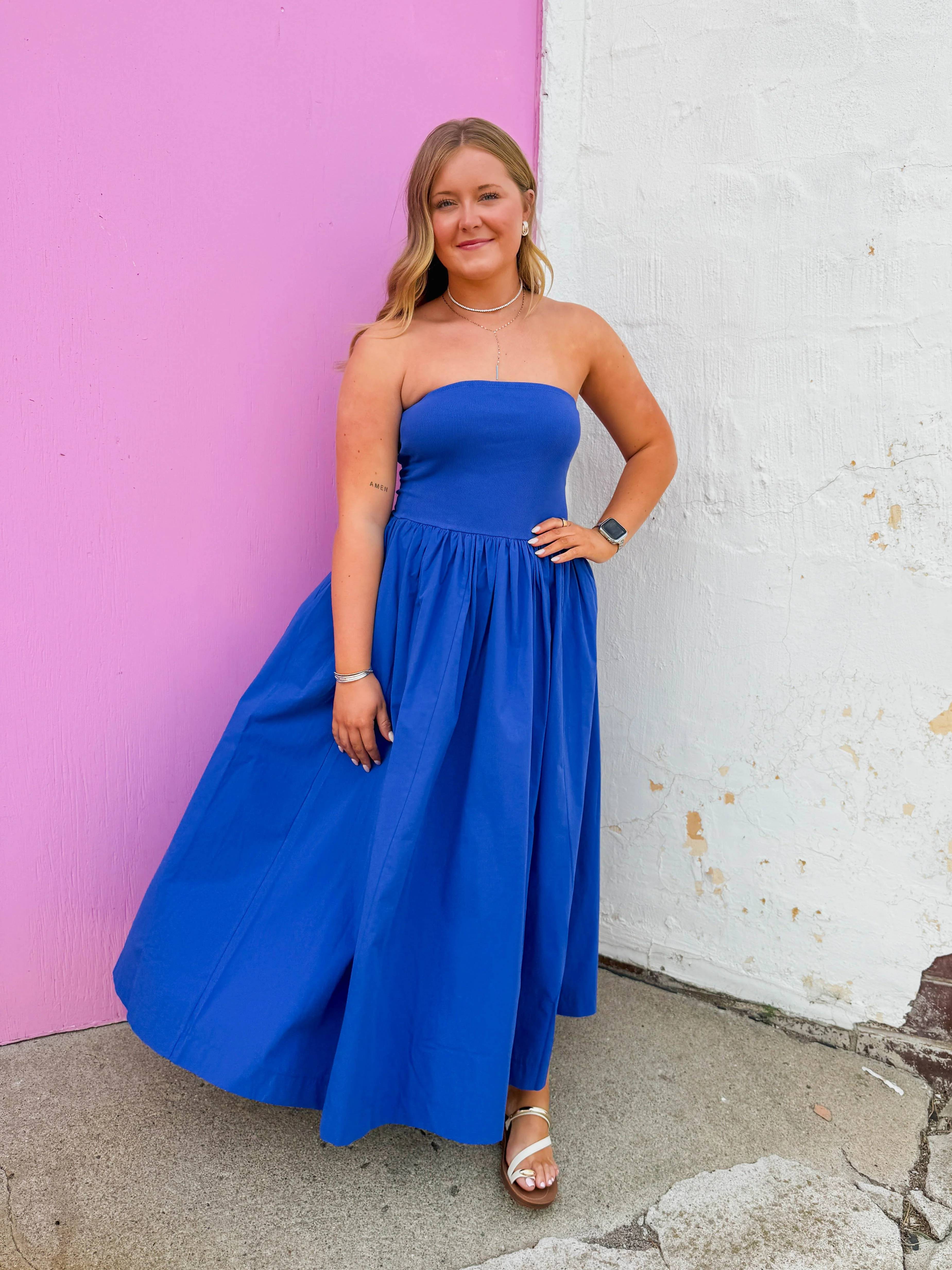 Having A Moment Midi Dress-Cobalt - Image 3