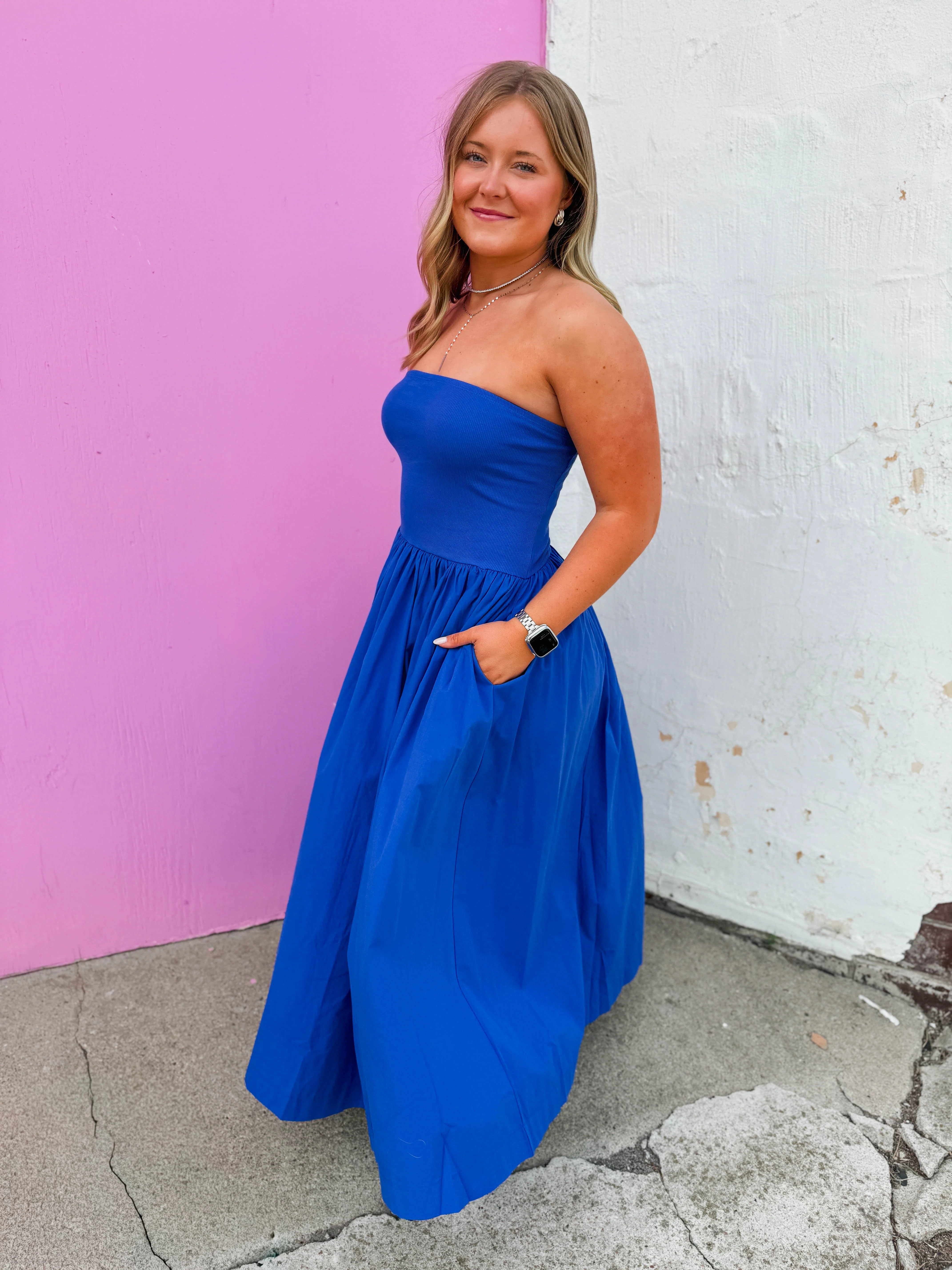 Having A Moment Midi Dress-Cobalt - Image 9