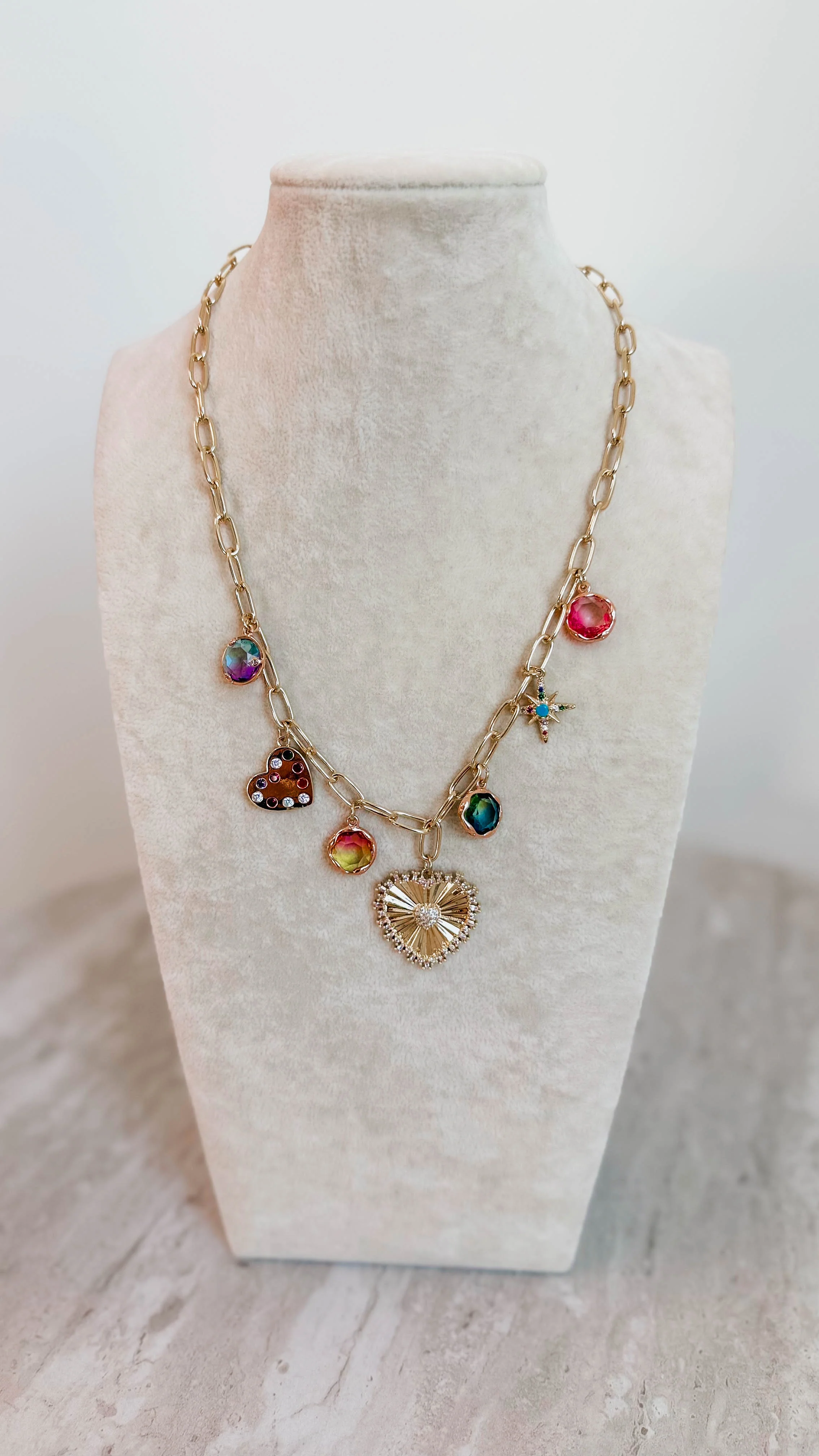 Hearts Drop Charm Necklace - Image 2