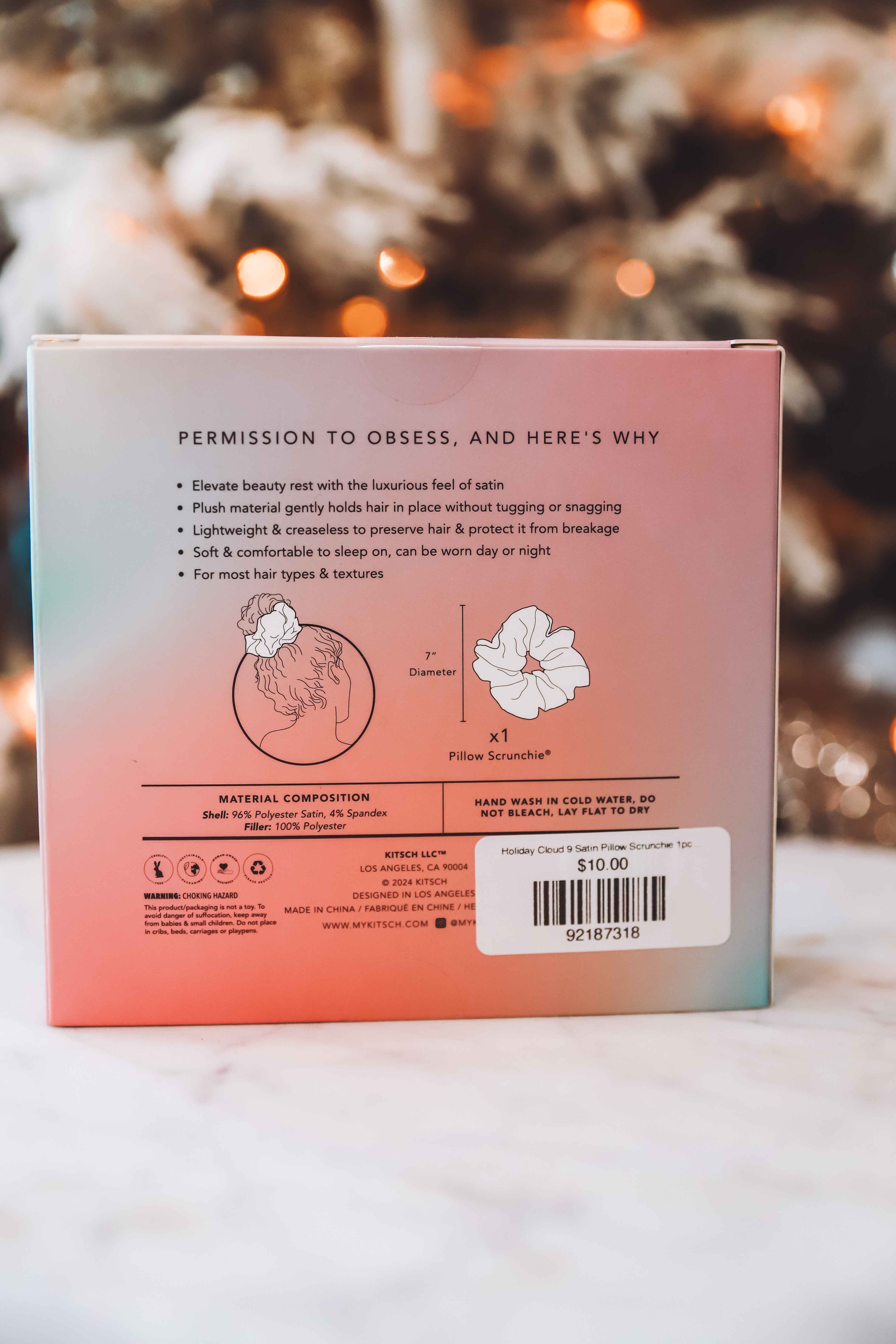 Holiday Cloud 9 Satin Pillow Scrunchie 1pc - Champagne - Image 3