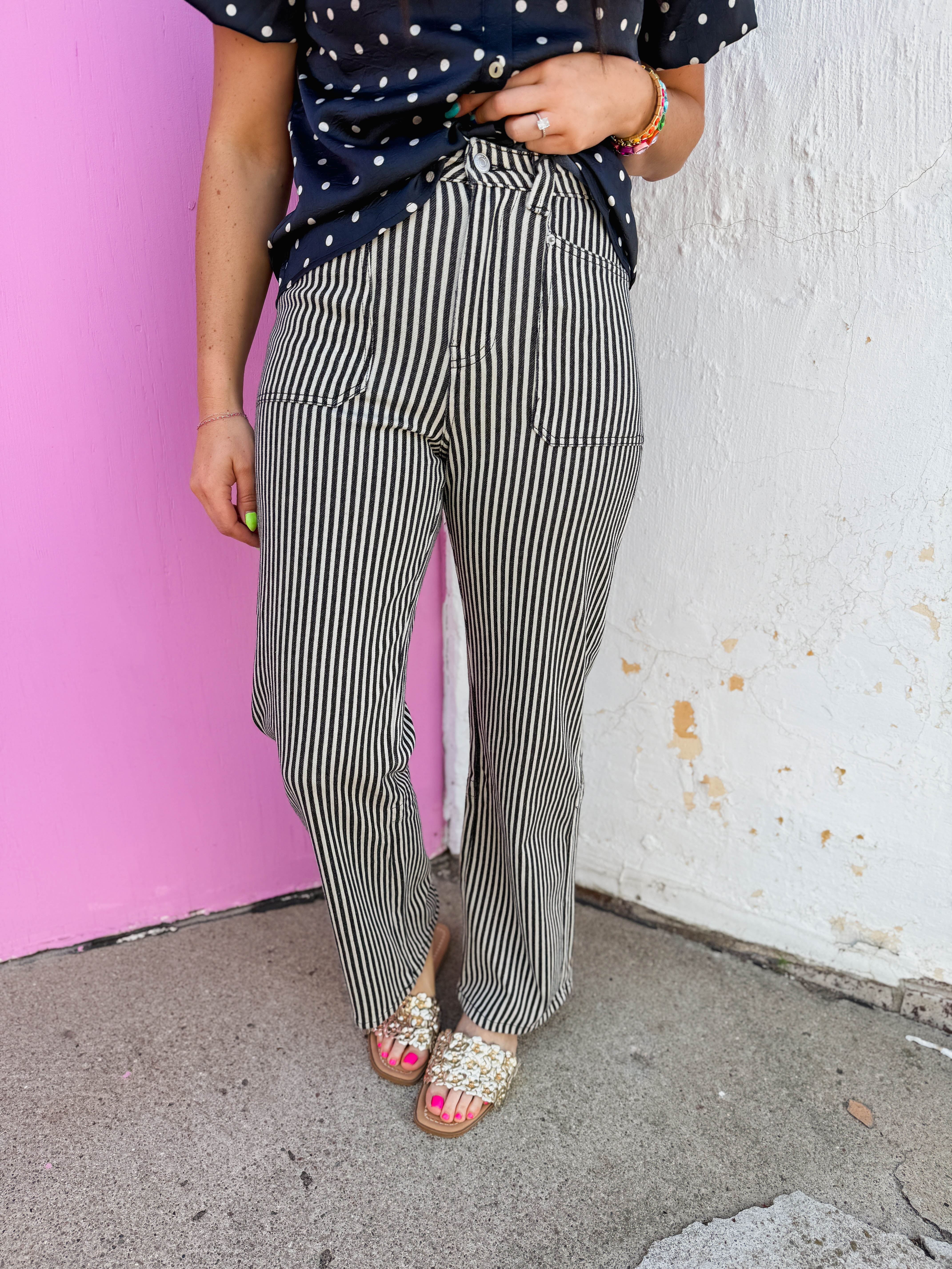 In Line High Rise Straight Leg Denim-Black - Image 2