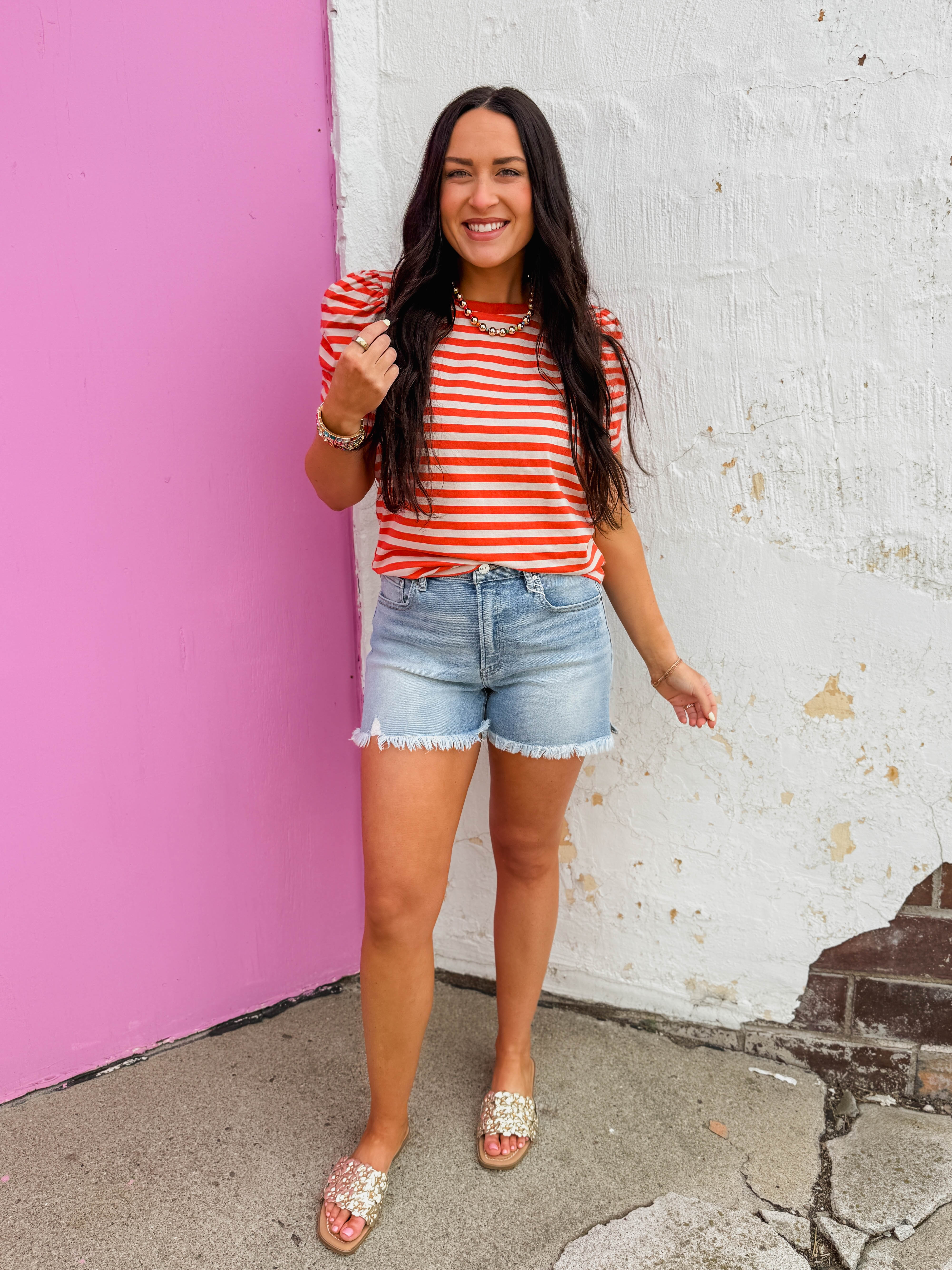 Jaci Striped Top-Orange - Image 2