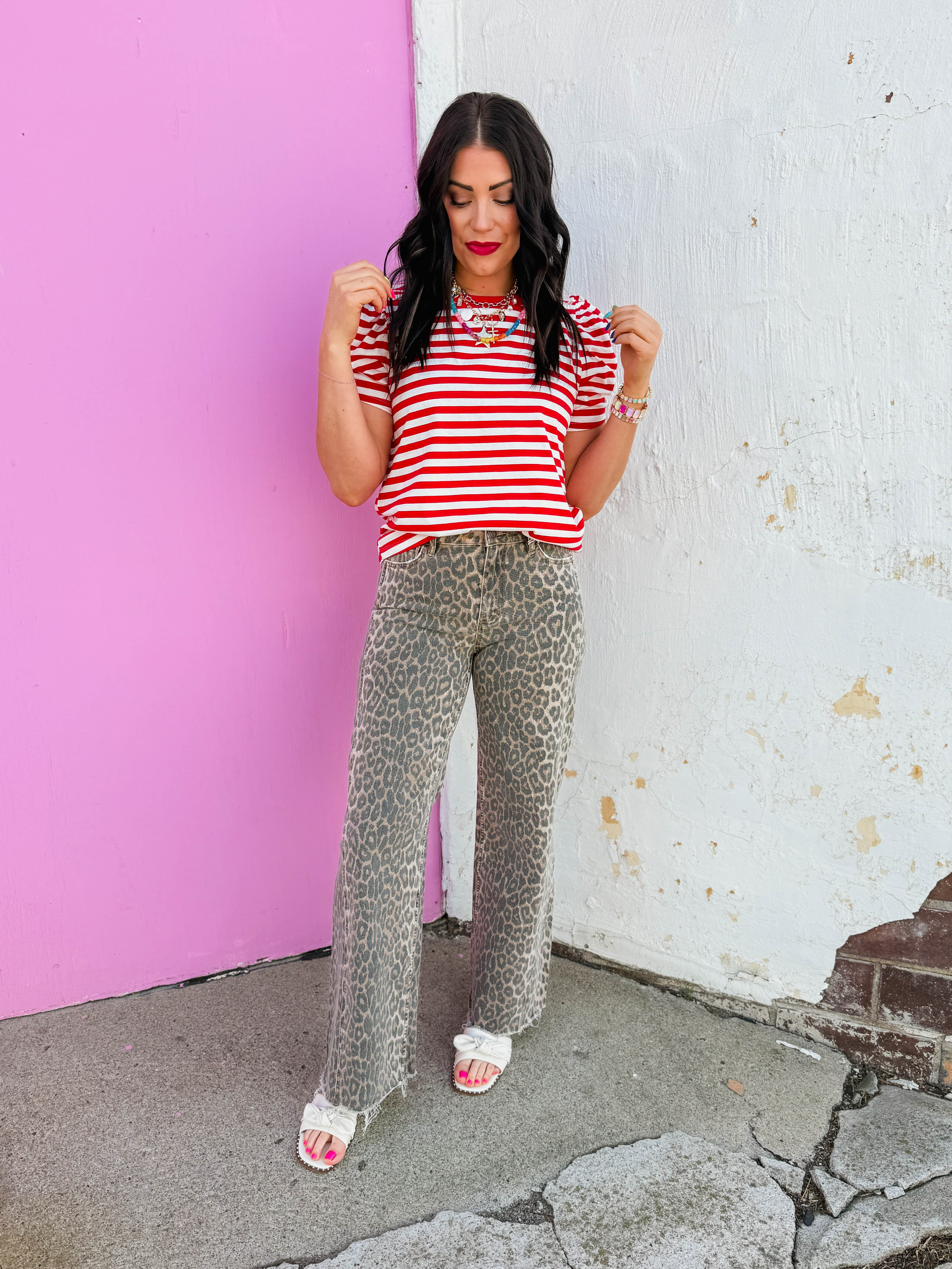 Jaci Striped Top-Red - Image 2
