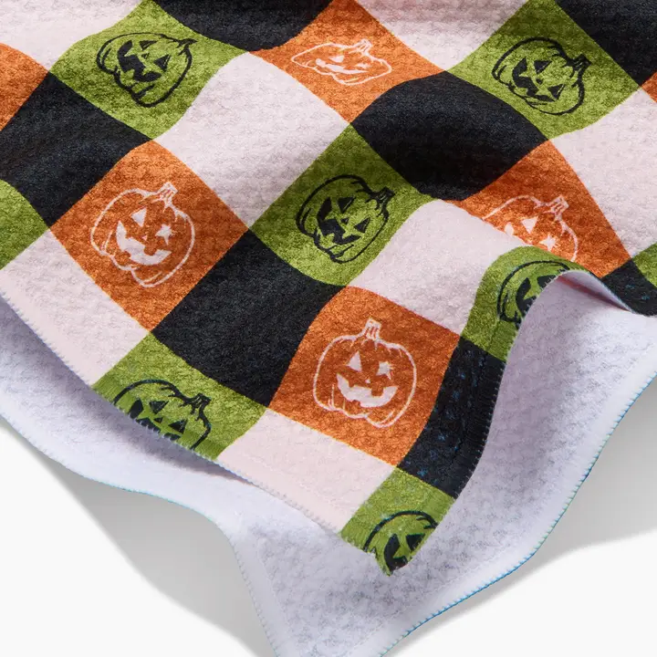 Jack-O-Lantern Checker Tea Towel-Geometry - Image 5