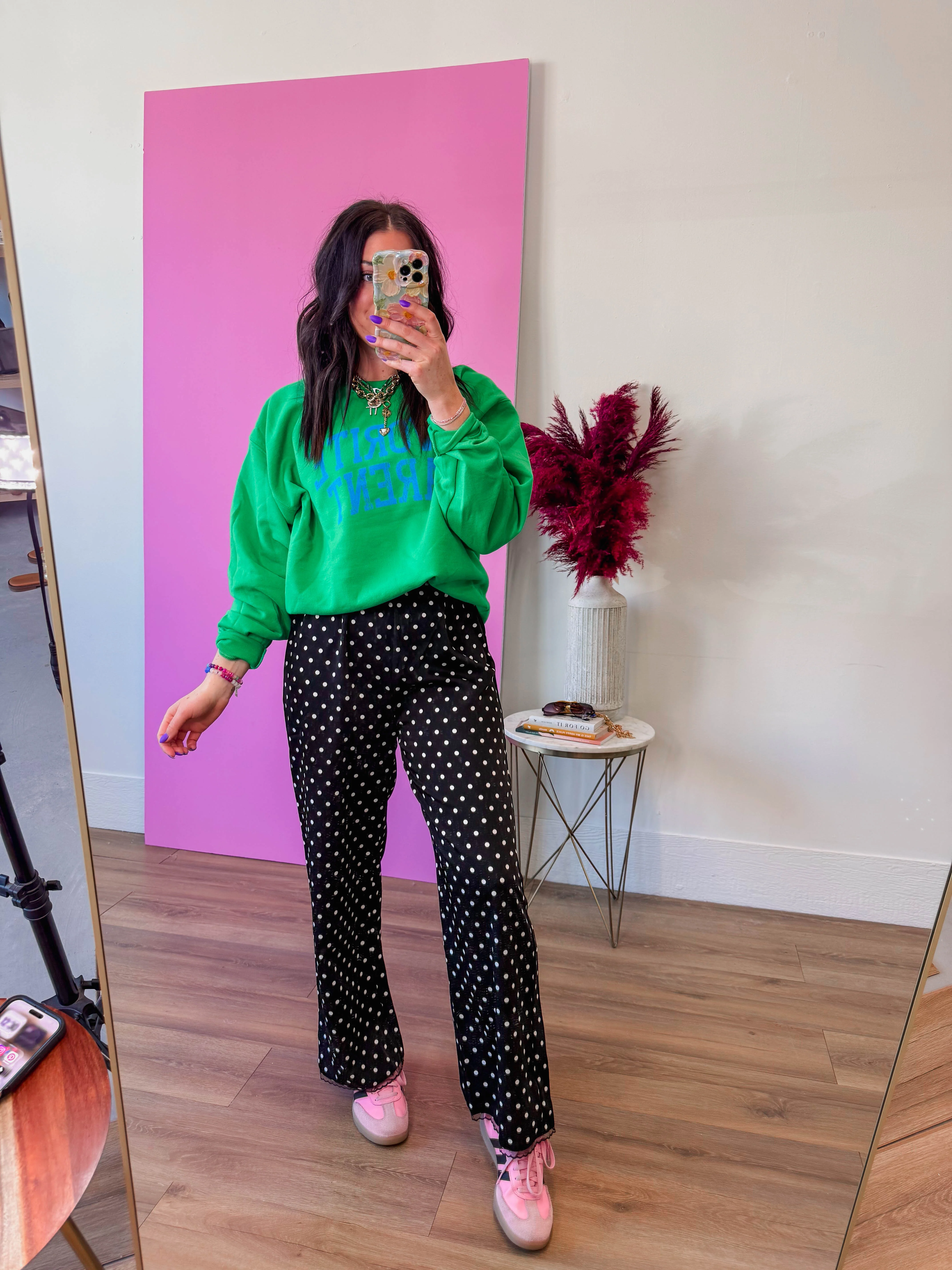 Gemma Polka Dot Satin Pants - Image 3