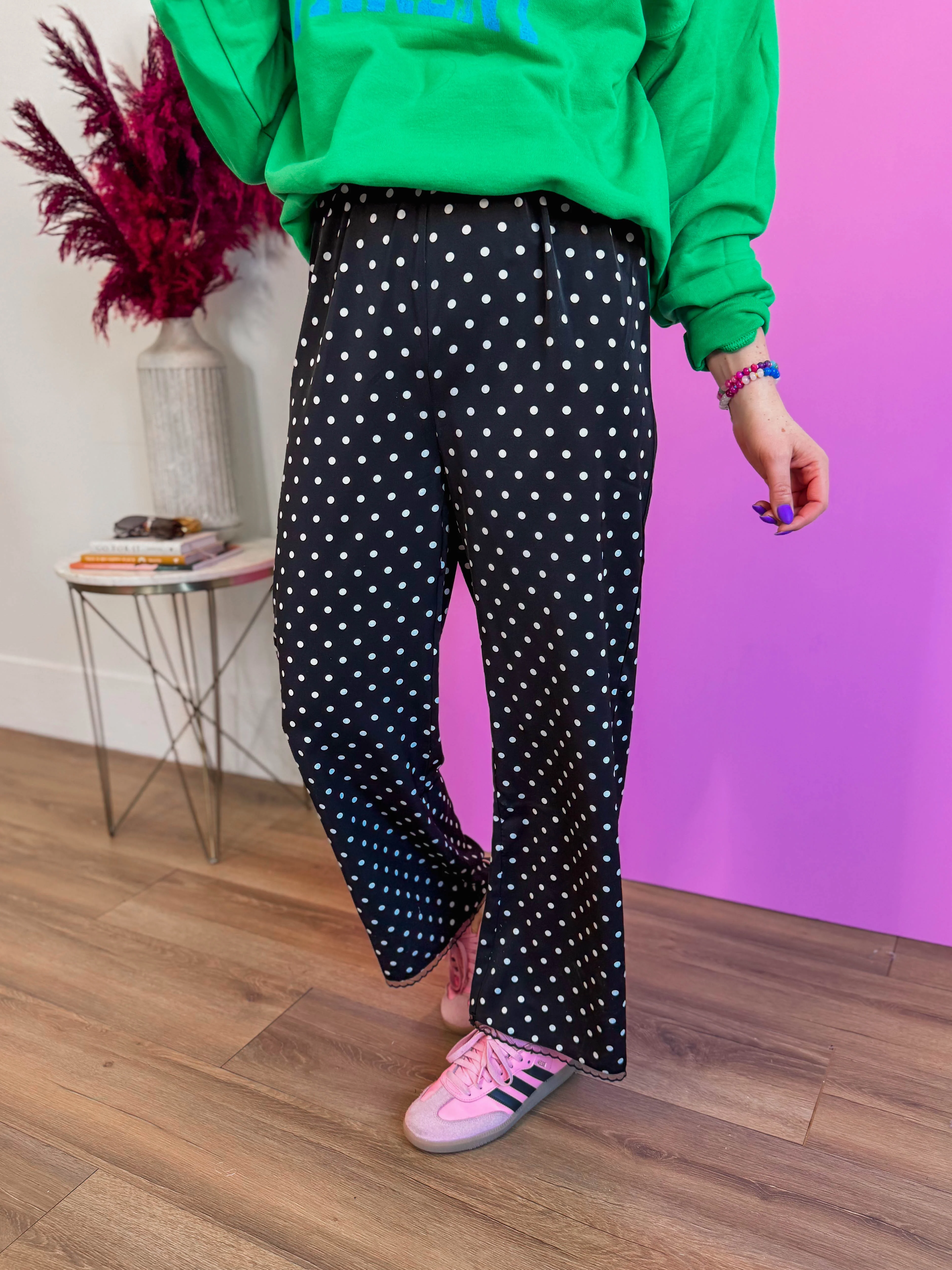 Gemma Polka Dot Satin Pants - Image 6