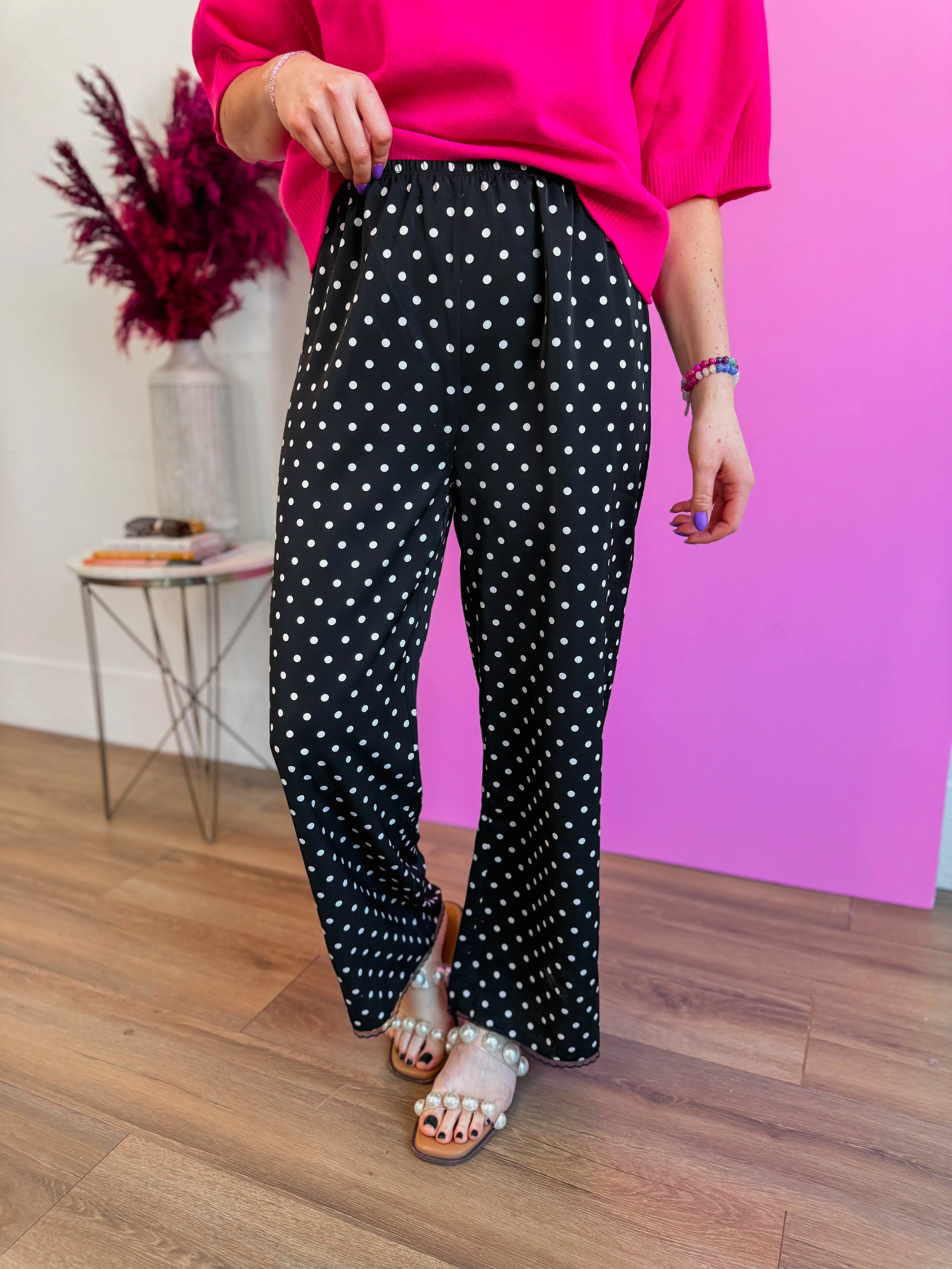 Gemma Polka Dot Satin Pants - Image 9