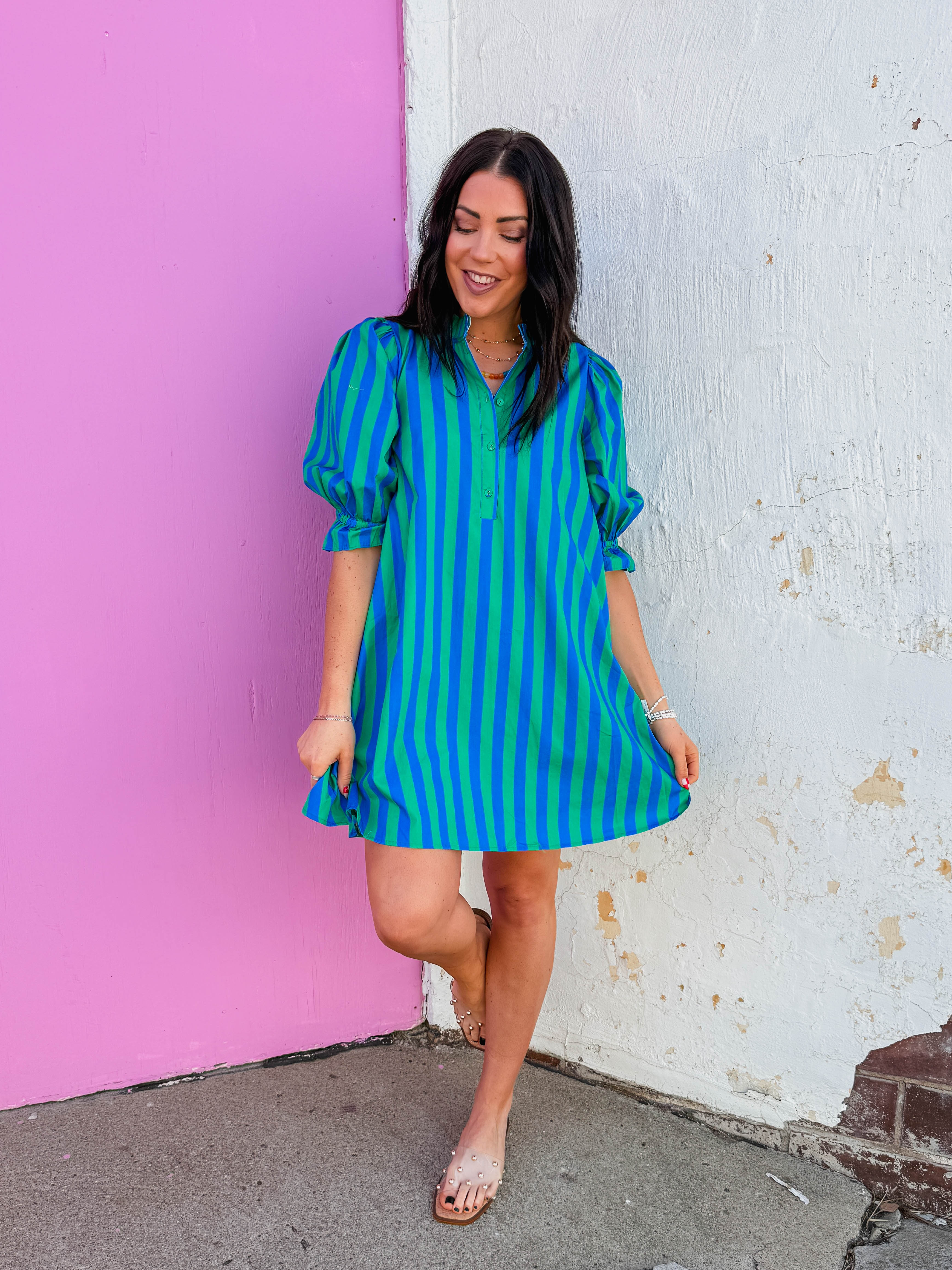Julia Striped Mini Dress - Image 2