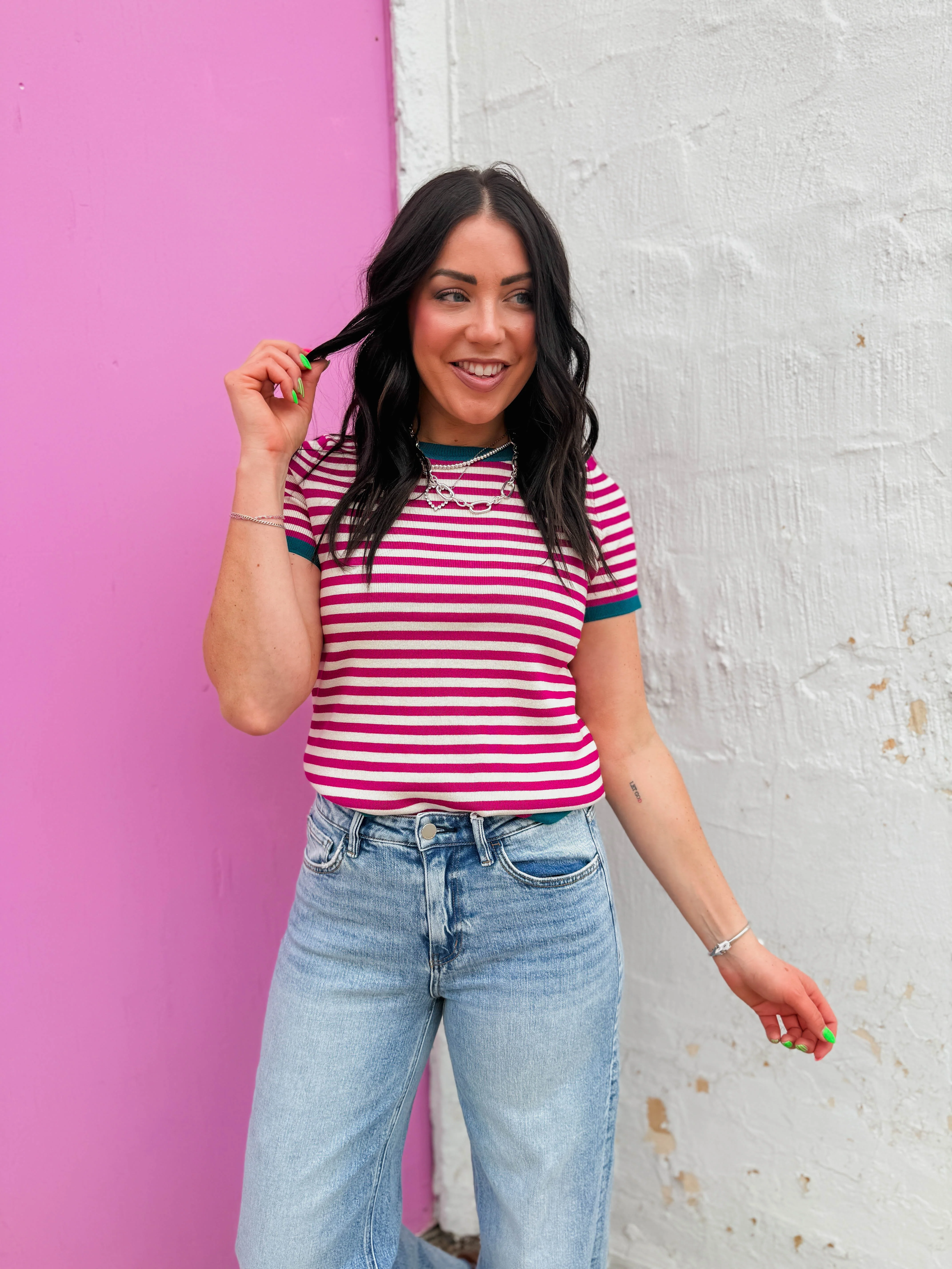 Justine Striped Knit Top