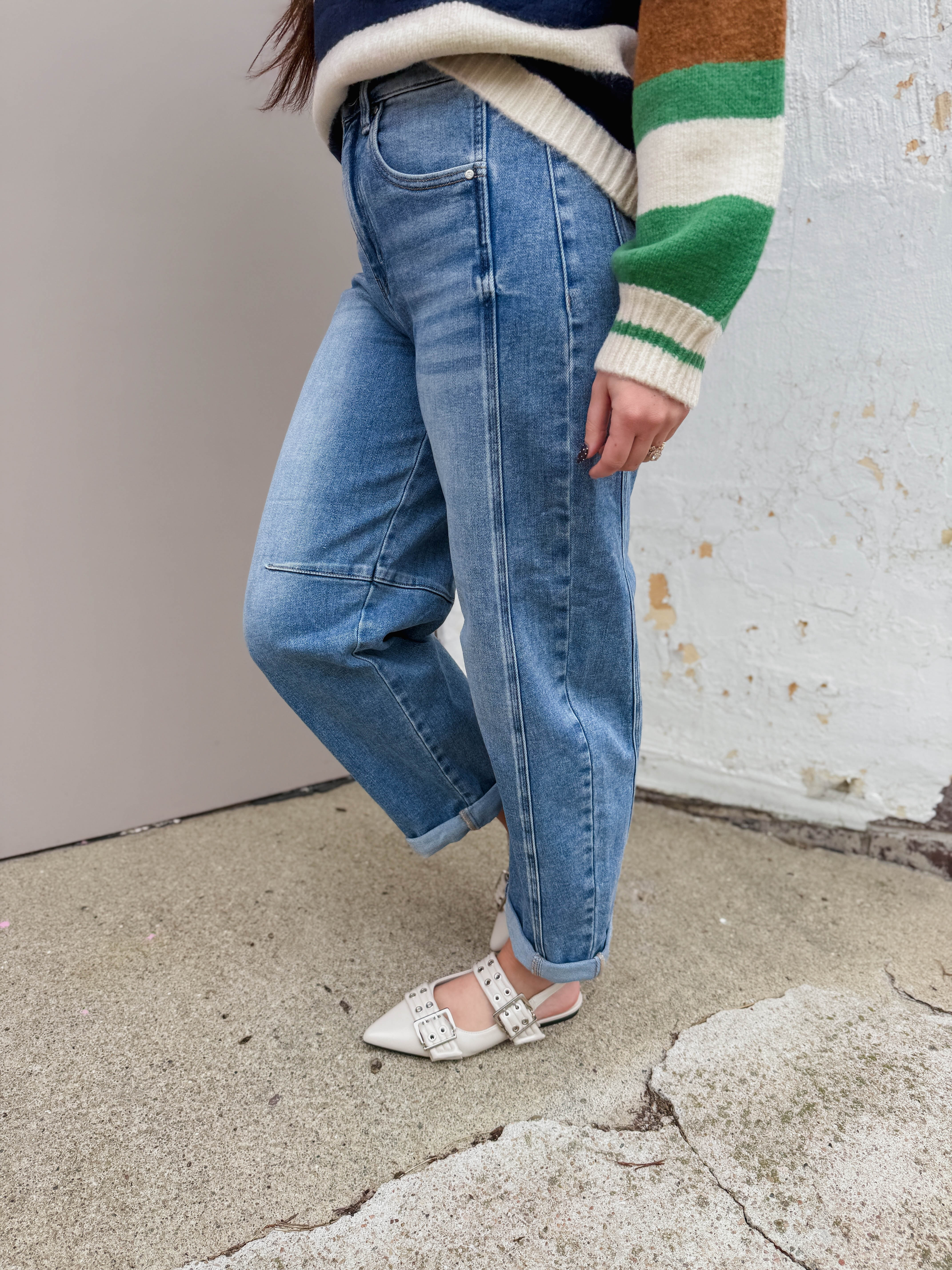 Kam High Rise Boyfriend Barrel Denim - Image 5