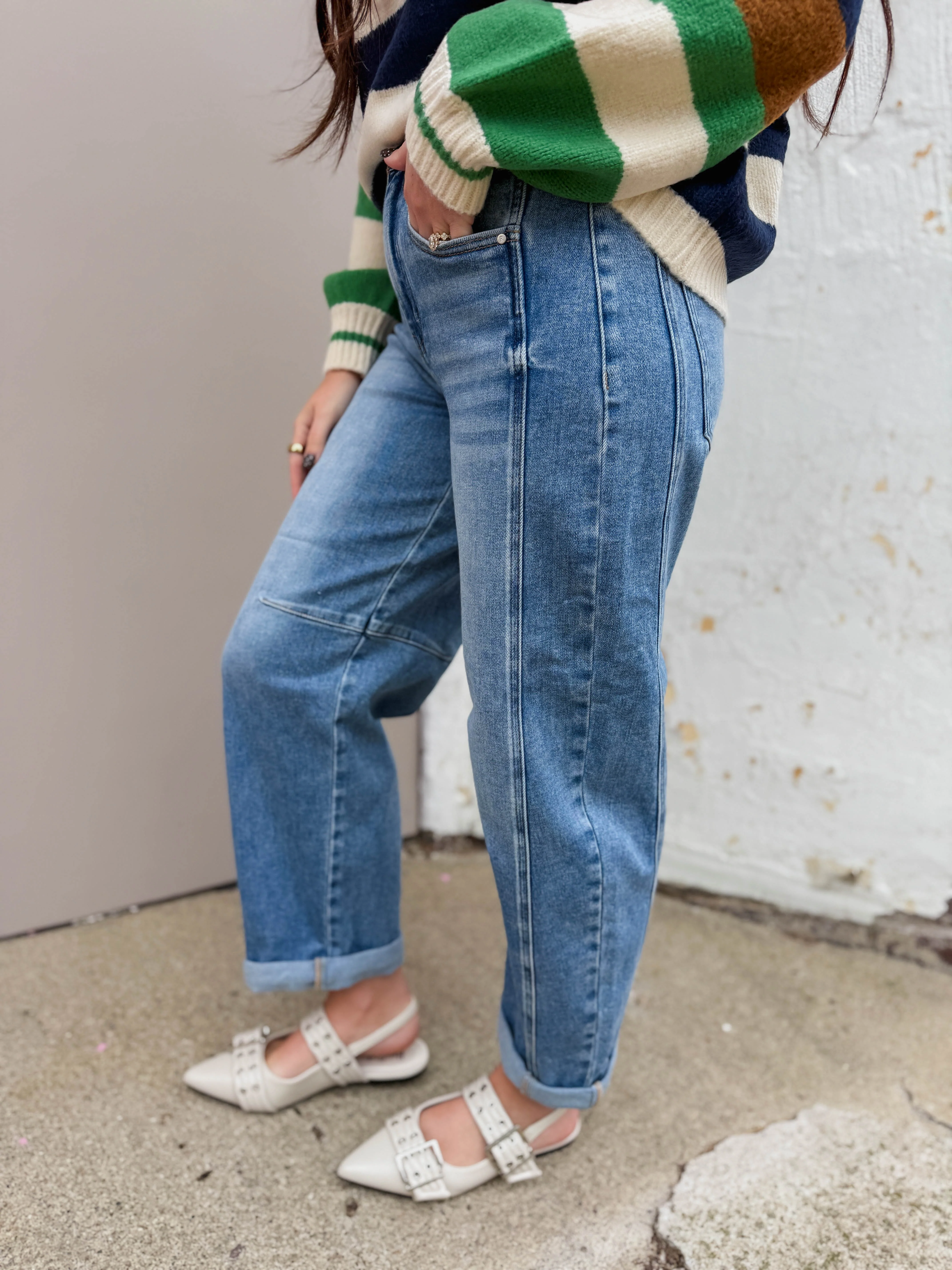 Kam High Rise Boyfriend Barrel Denim - Image 7