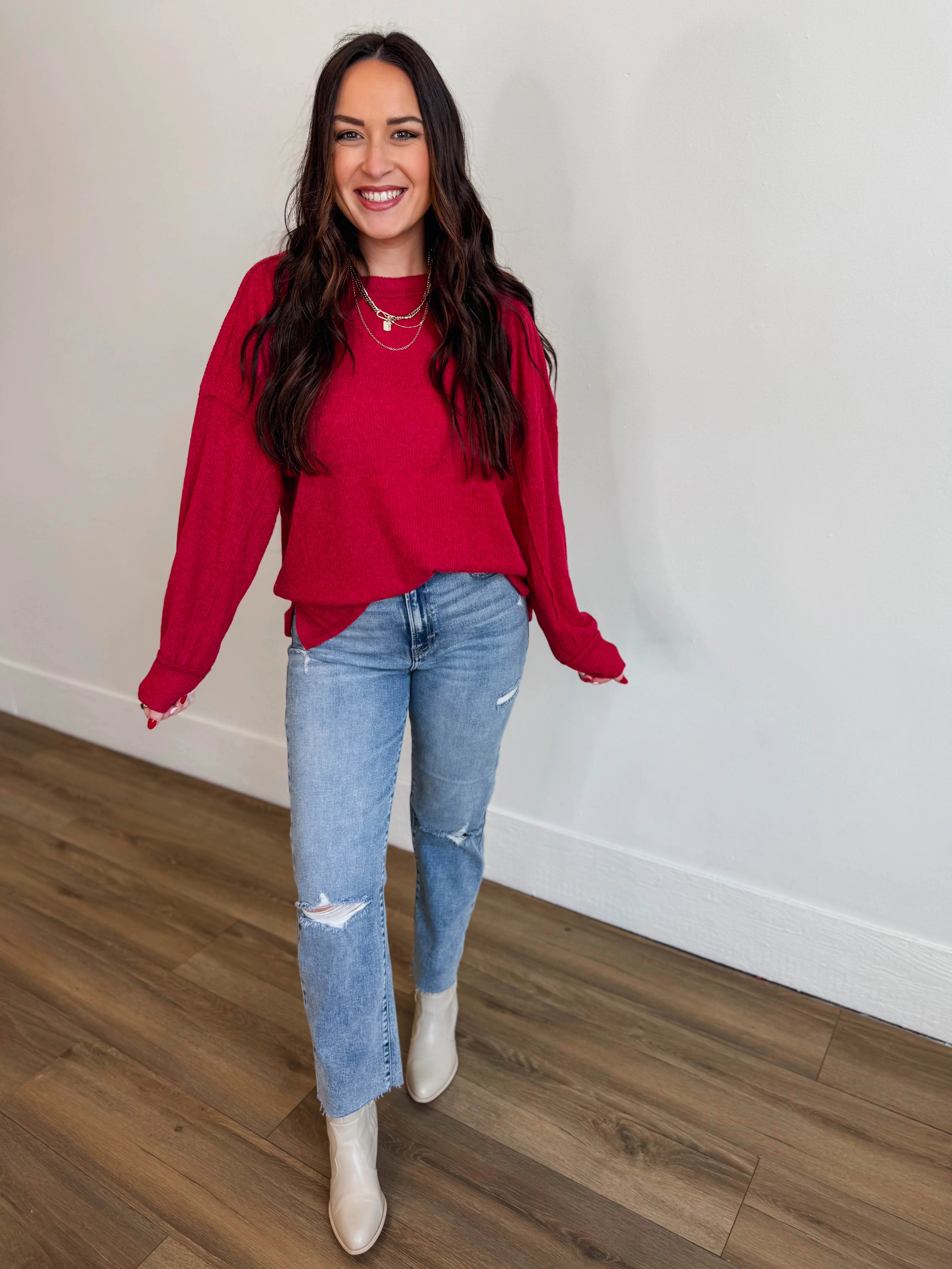 Karson Sweater-Dark Red - Image 2