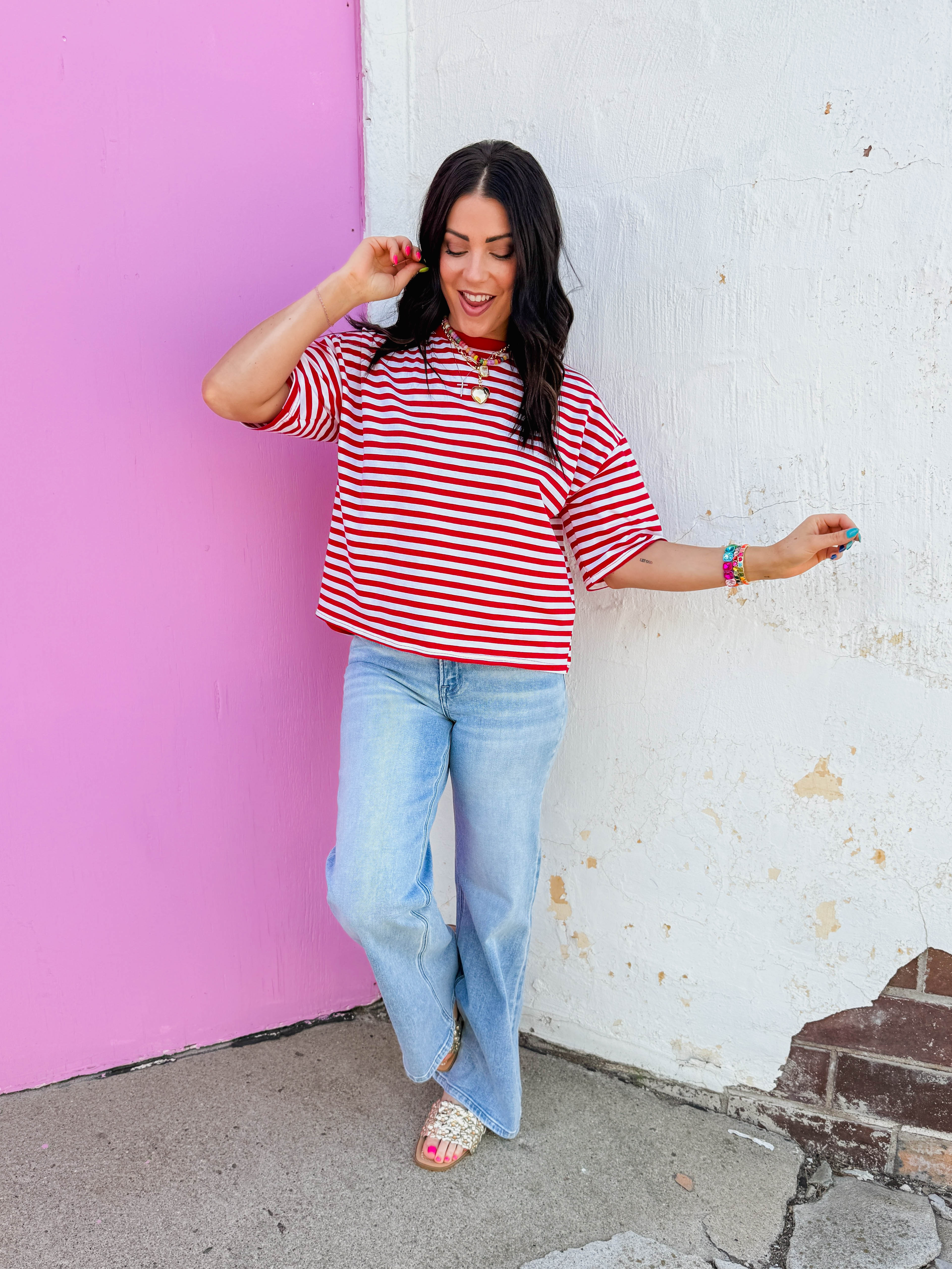 Kasey Striped Tee-Red - Image 3