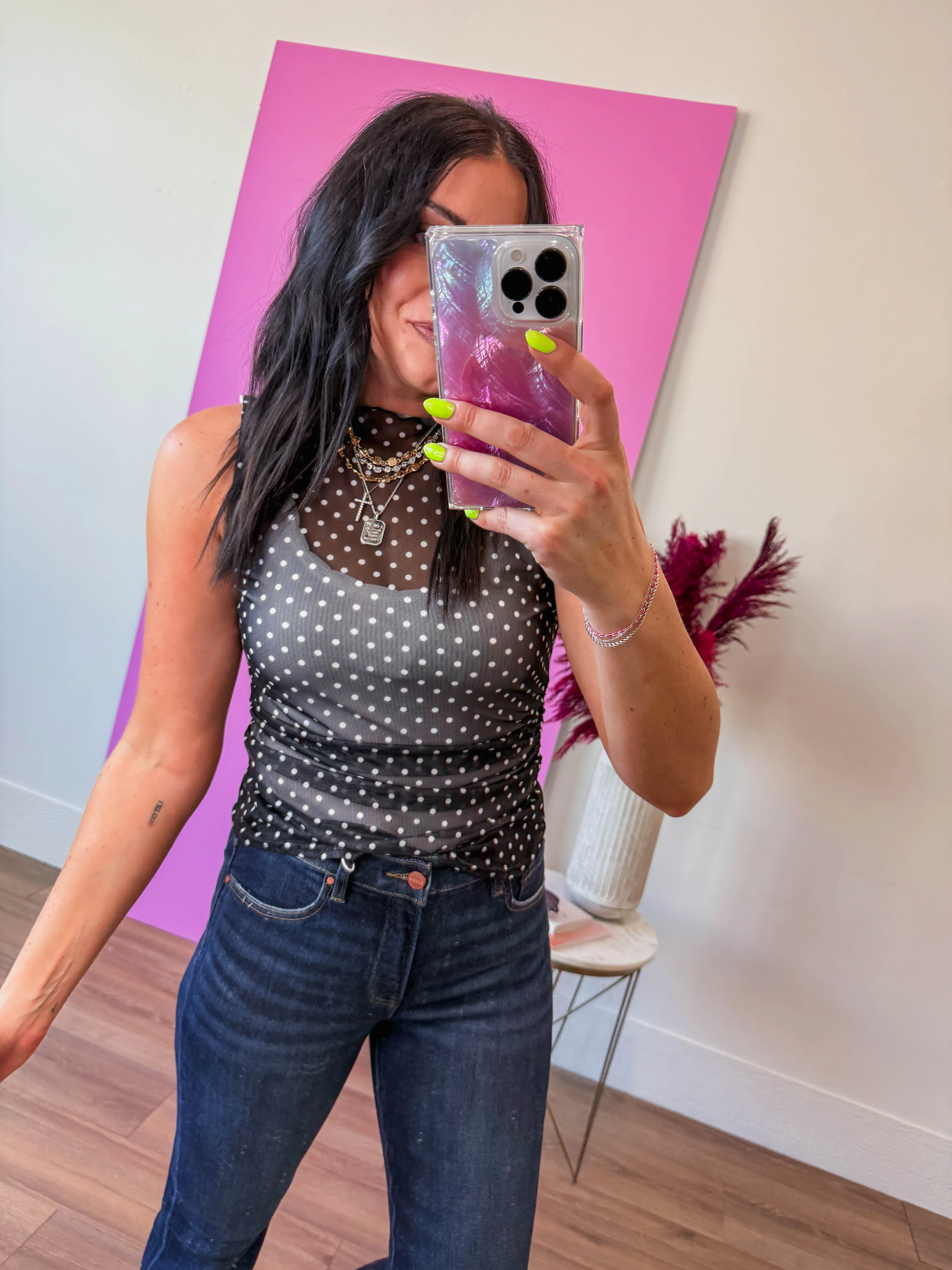 Kassie Polka Dot Mesh Top - Image 3
