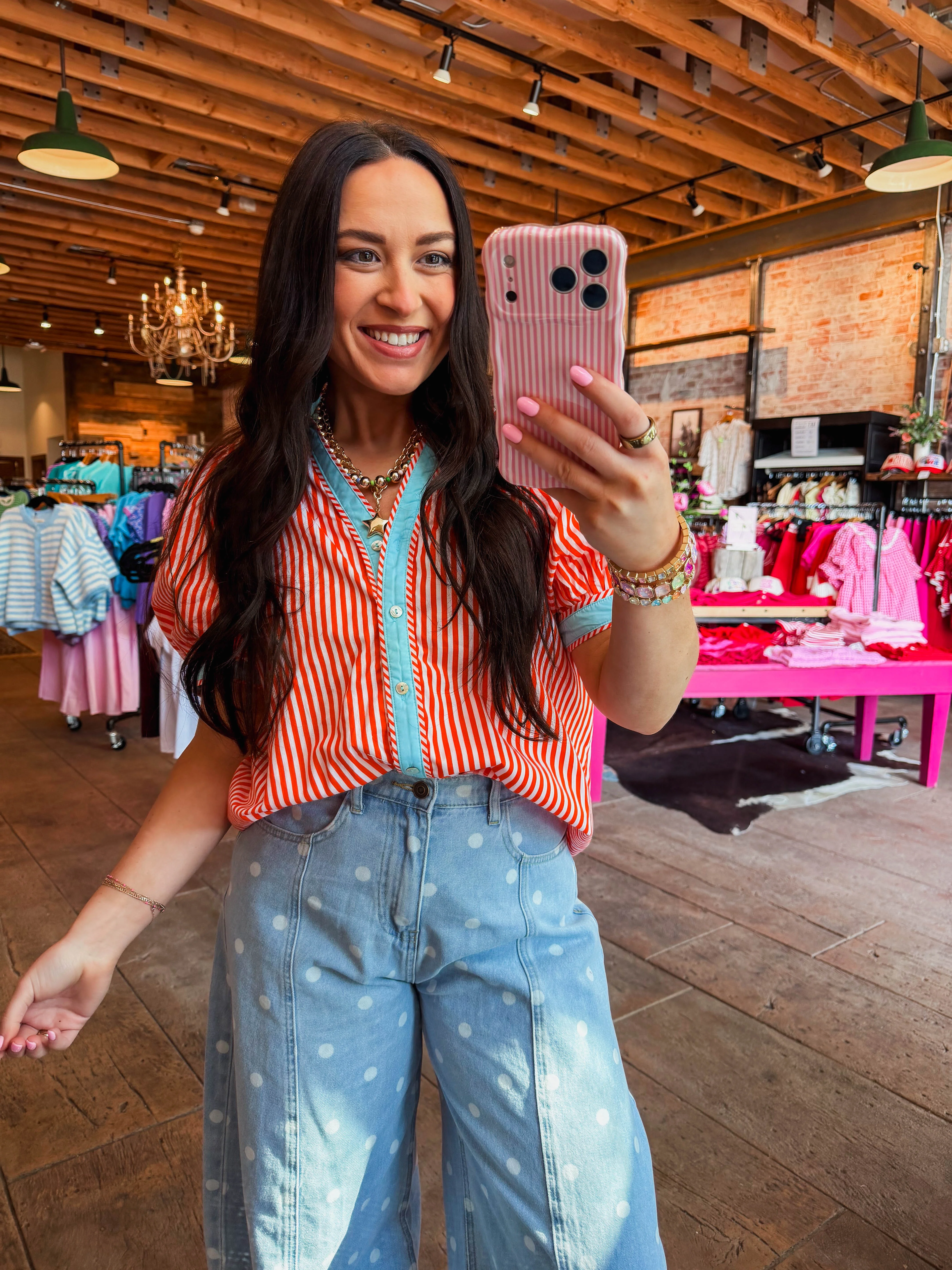 Kate Striped Top-Orange