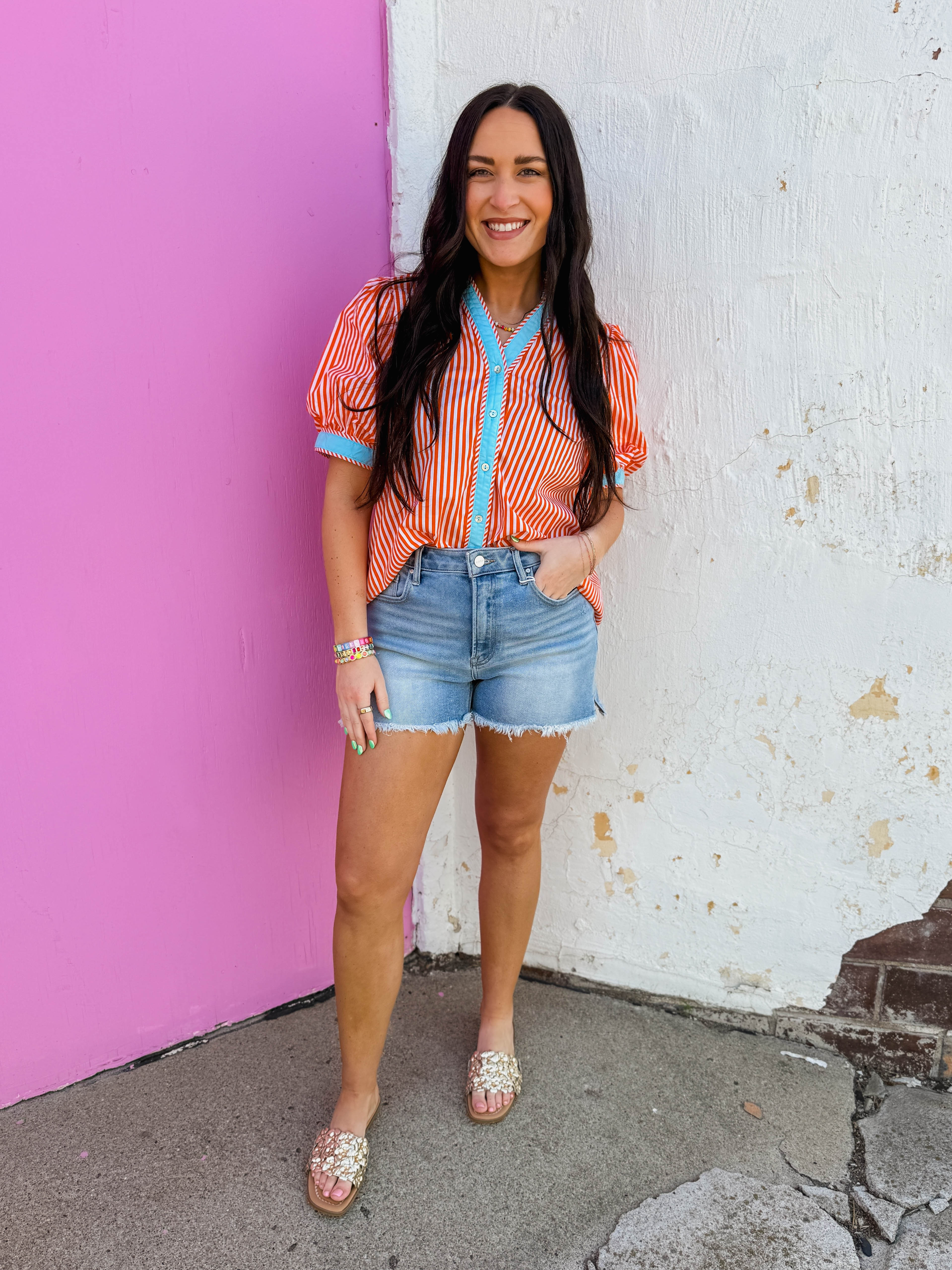 Kate Striped Top-Orange - Image 2