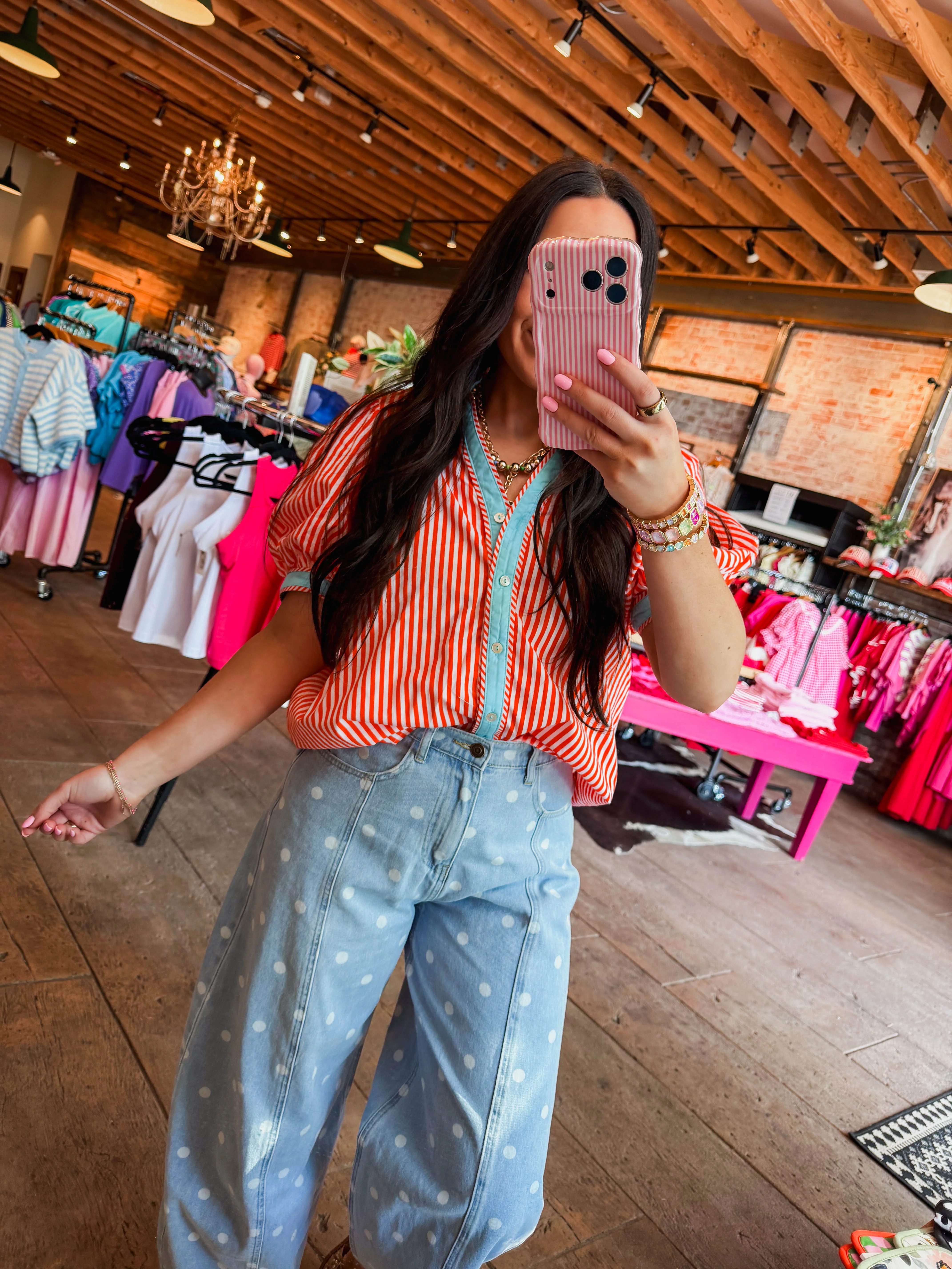 Kate Striped Top-Orange - Image 3