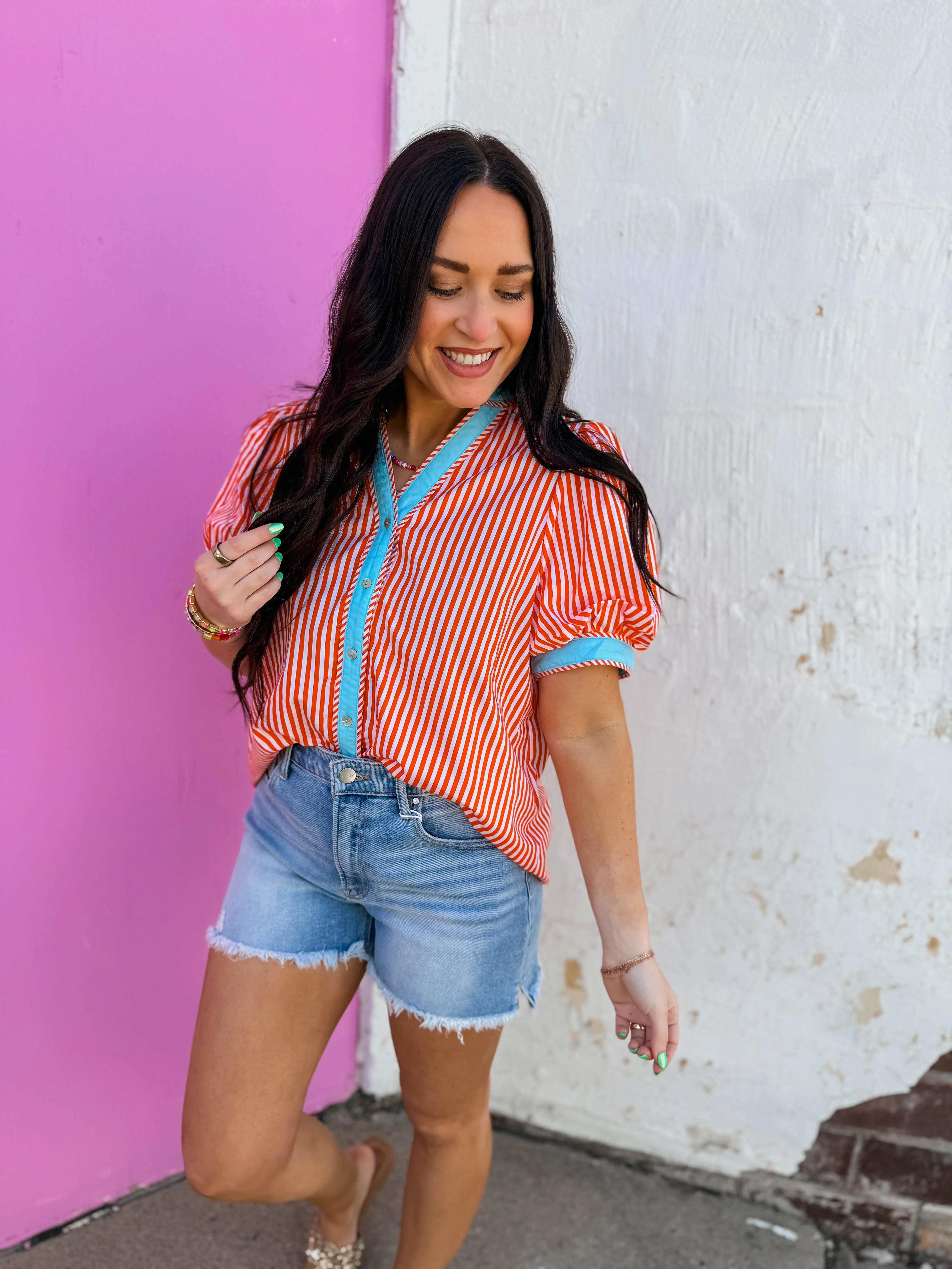 Kate Striped Top-Orange - Image 6