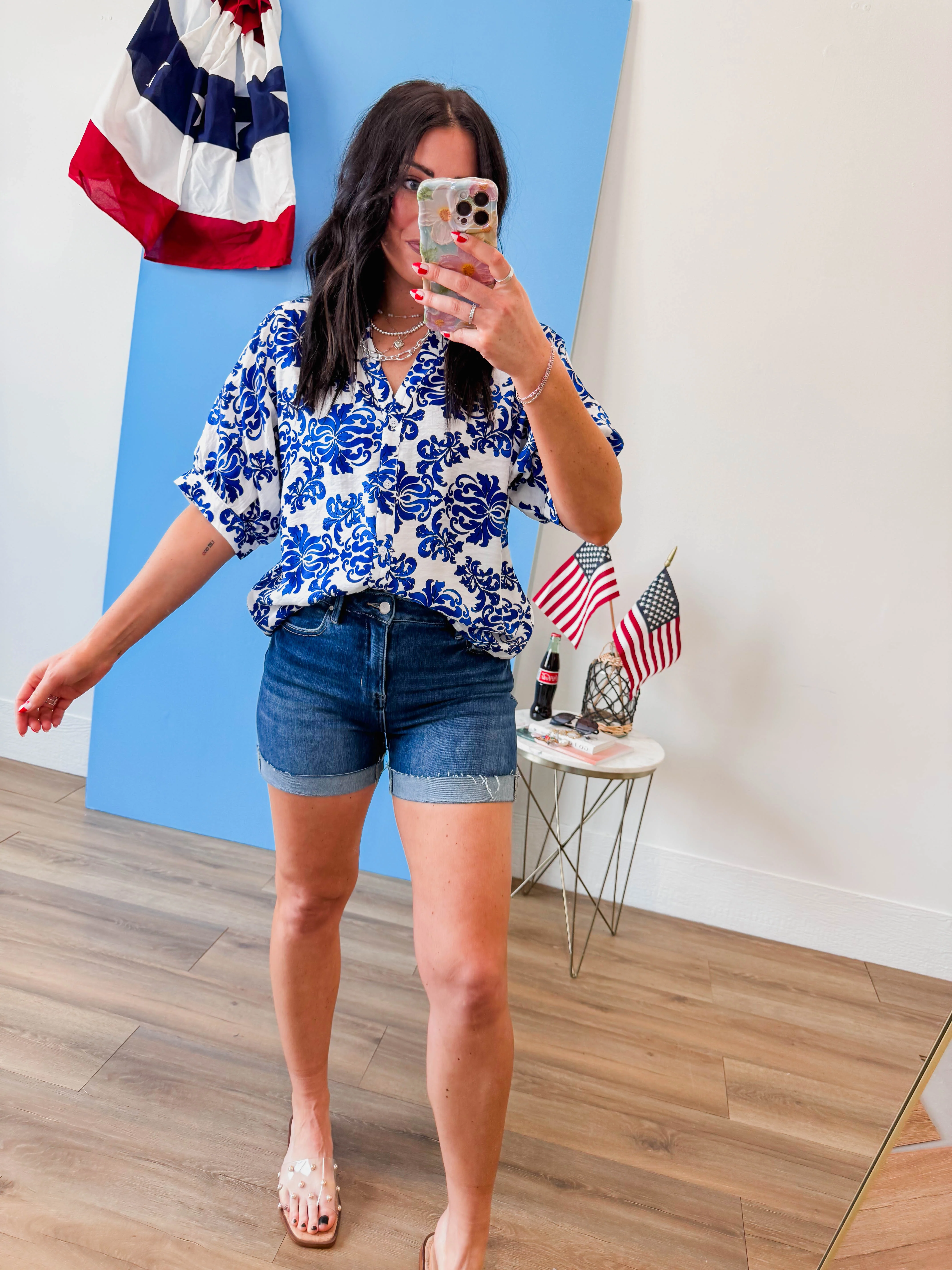 Kelli Floral Top-Royal Blue - Image 9