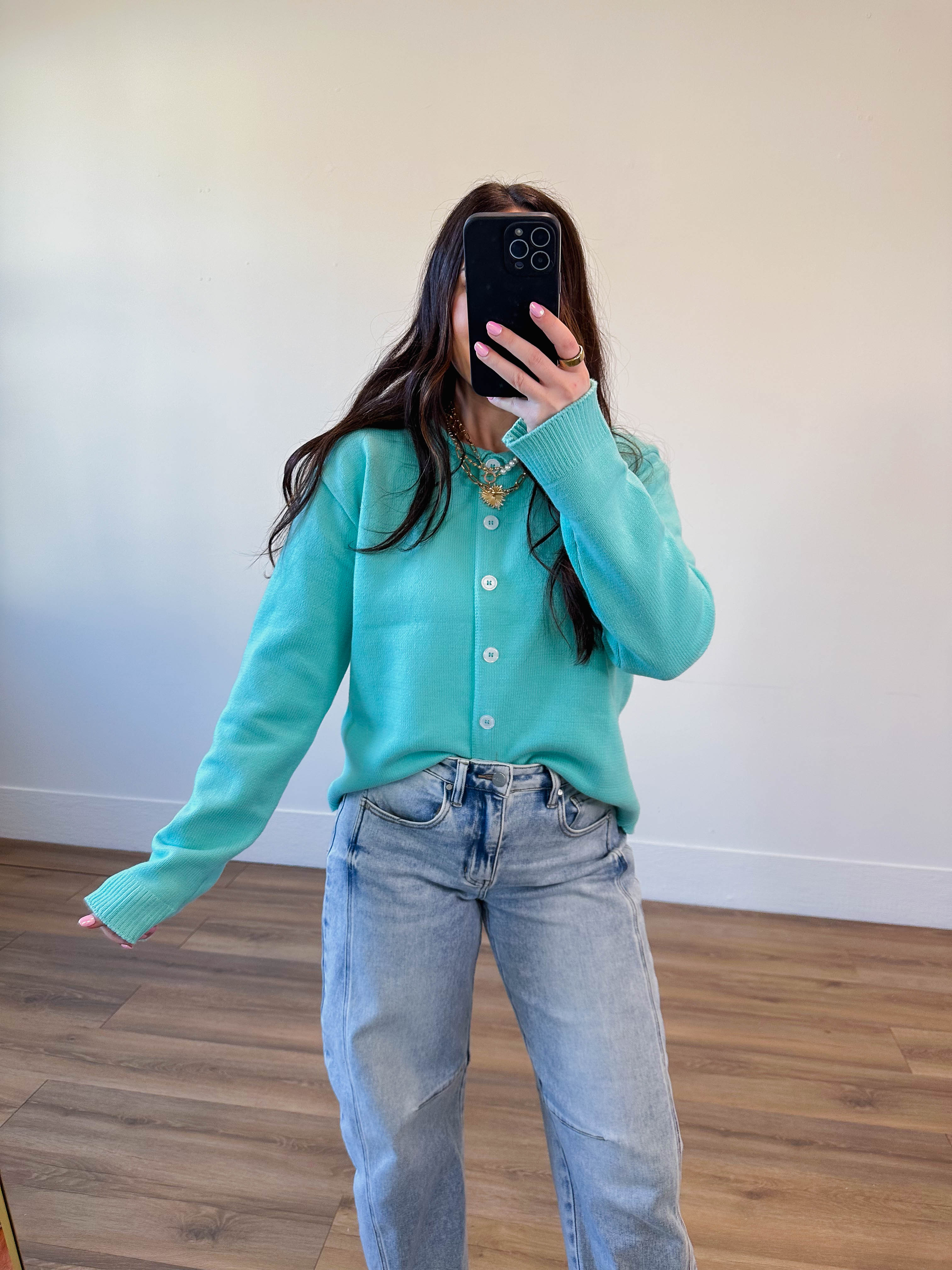 Kenzie Cardigan-Aqua - Image 3