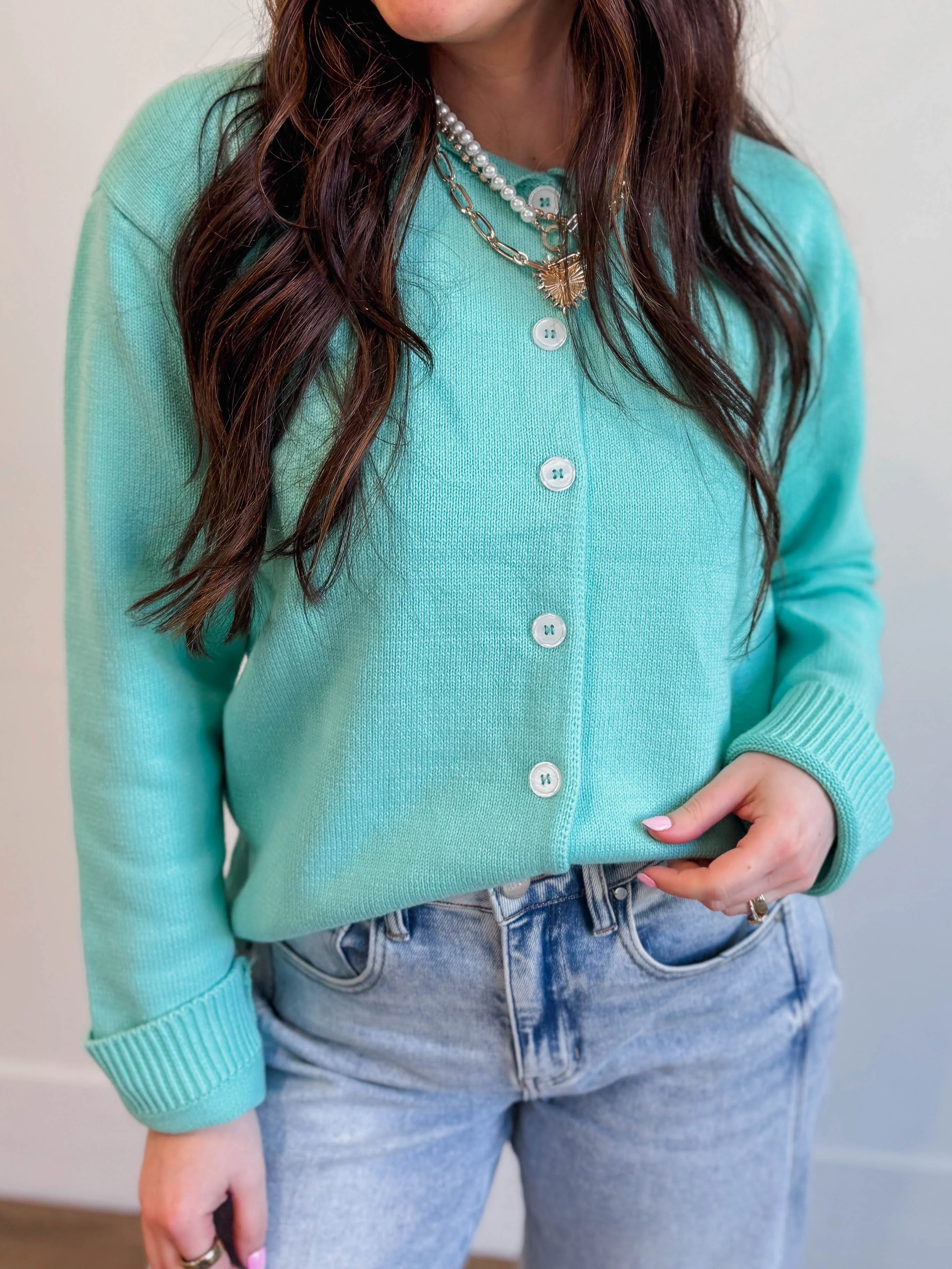 Kenzie Cardigan-Aqua - Image 5
