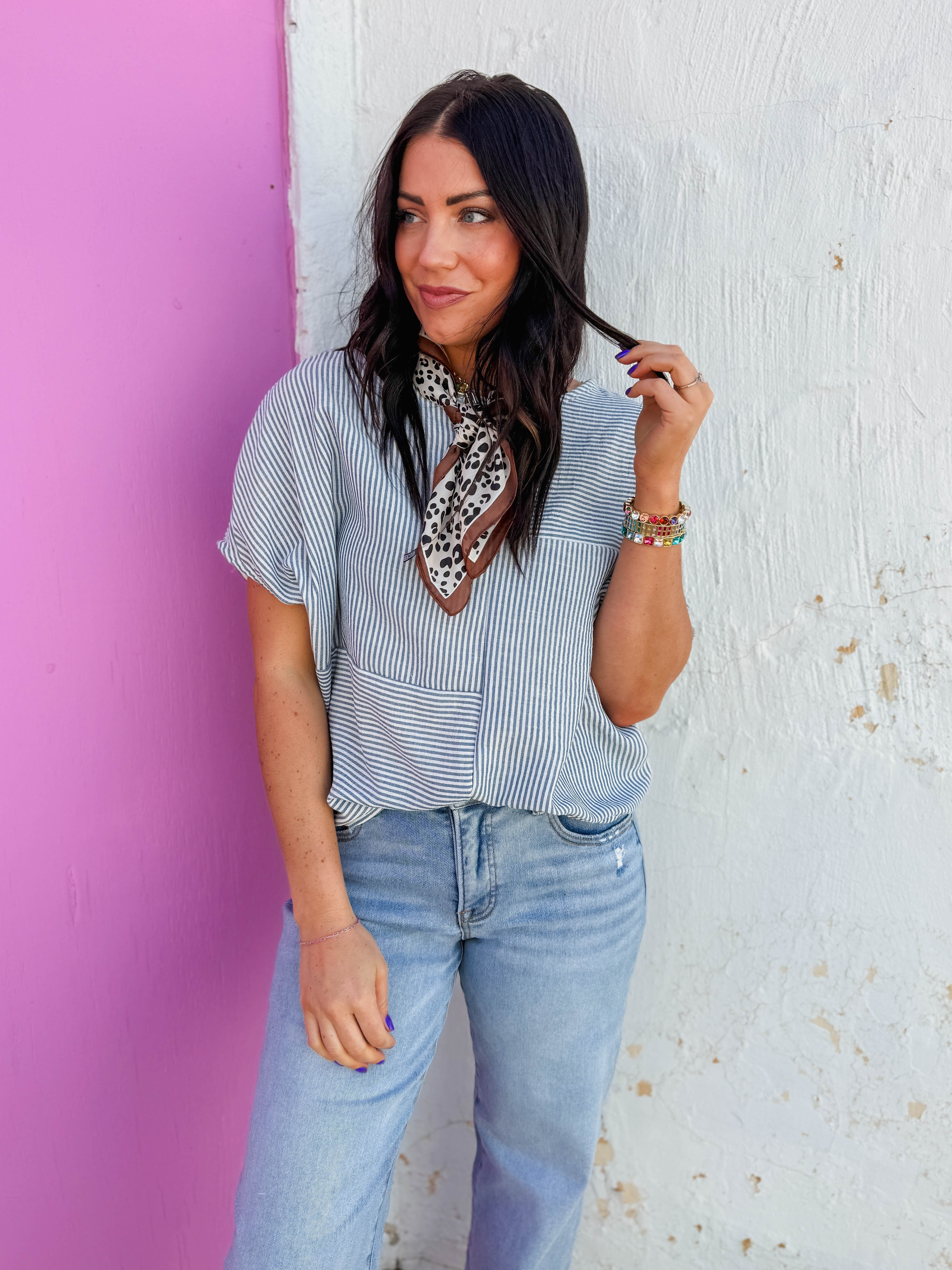 Kerri Striped Top-Denim - Image 5