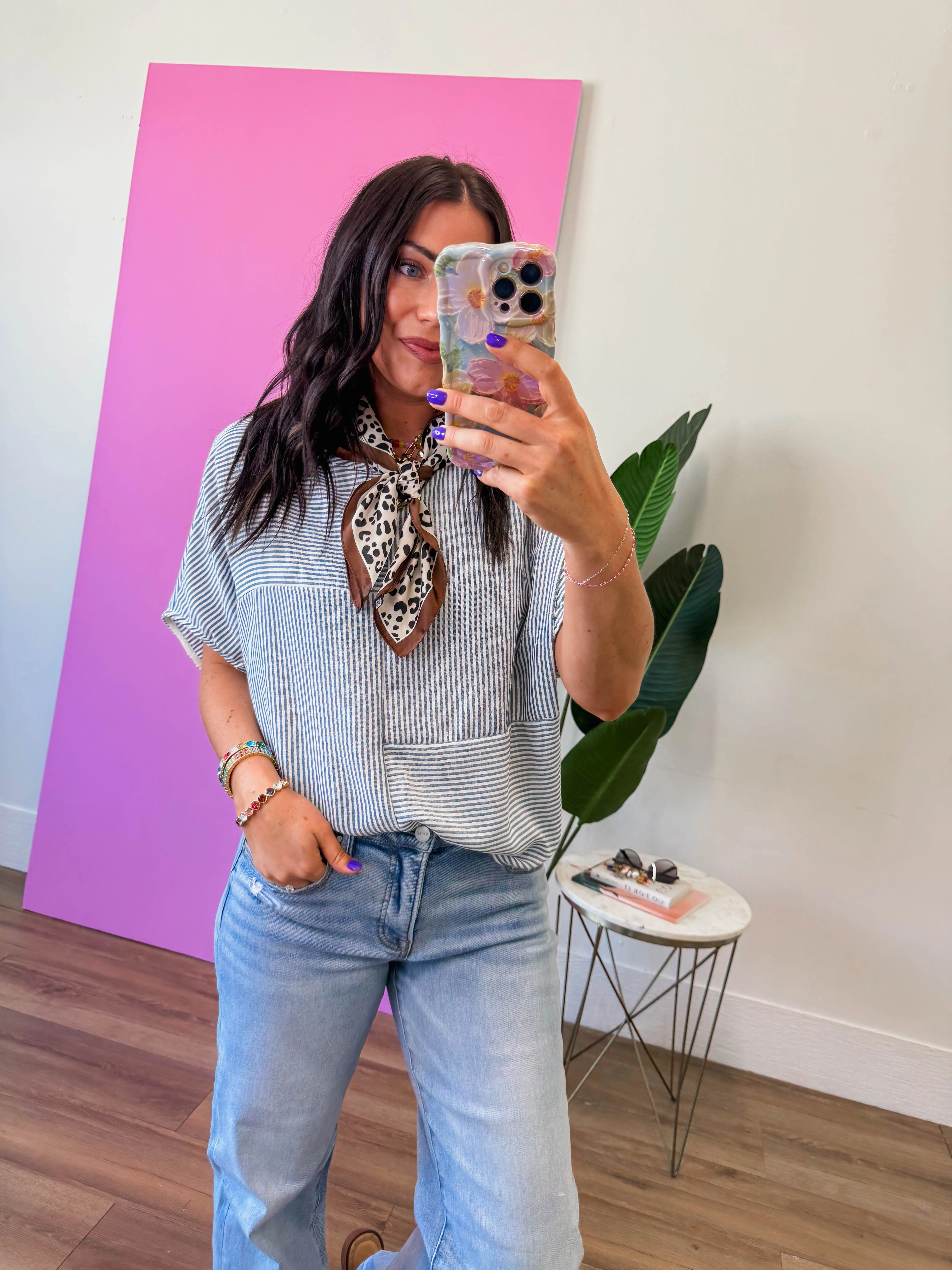 Kerri Striped Top-Denim - Image 7