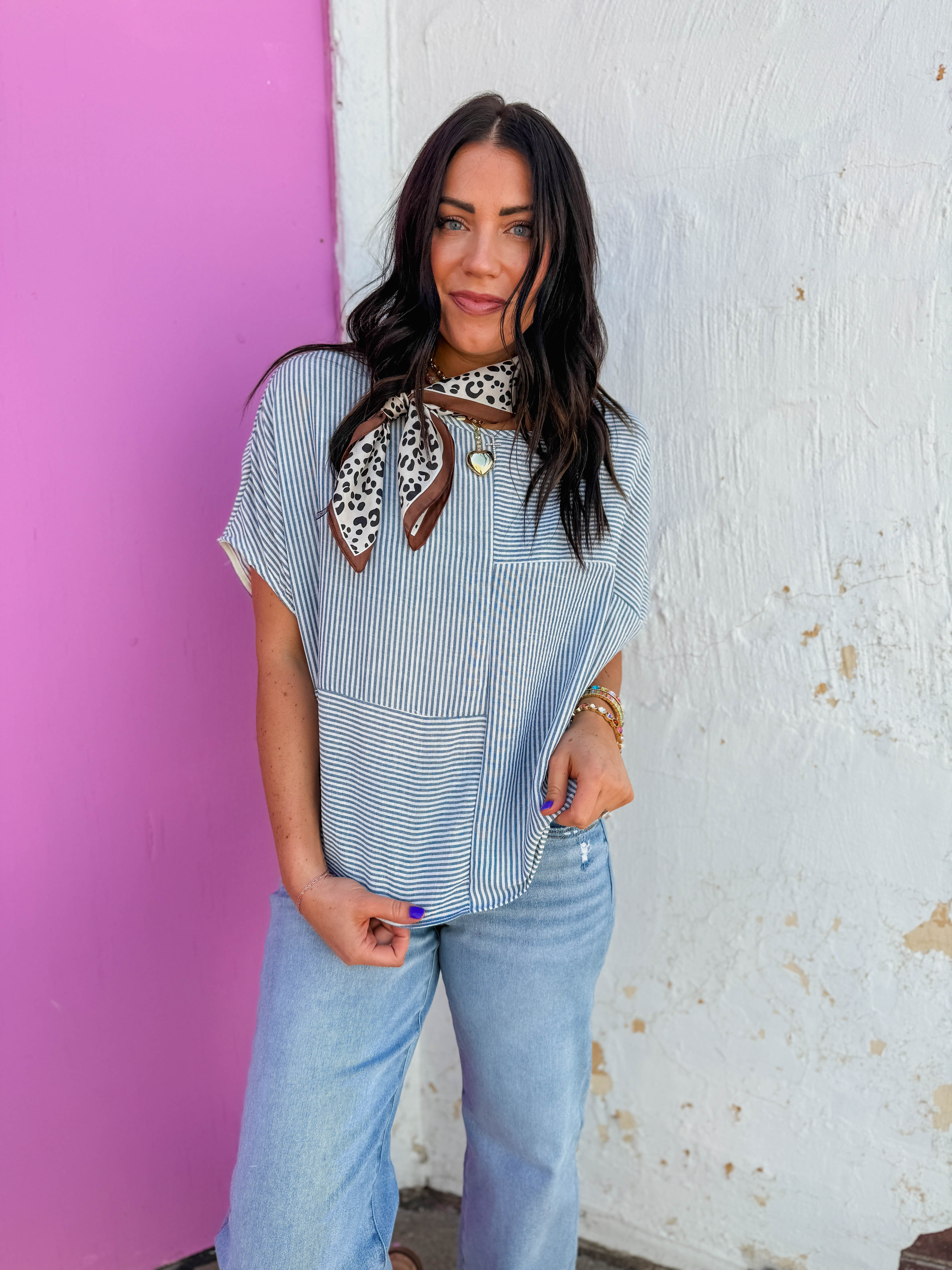 Kerri Striped Top-Denim - Image 8