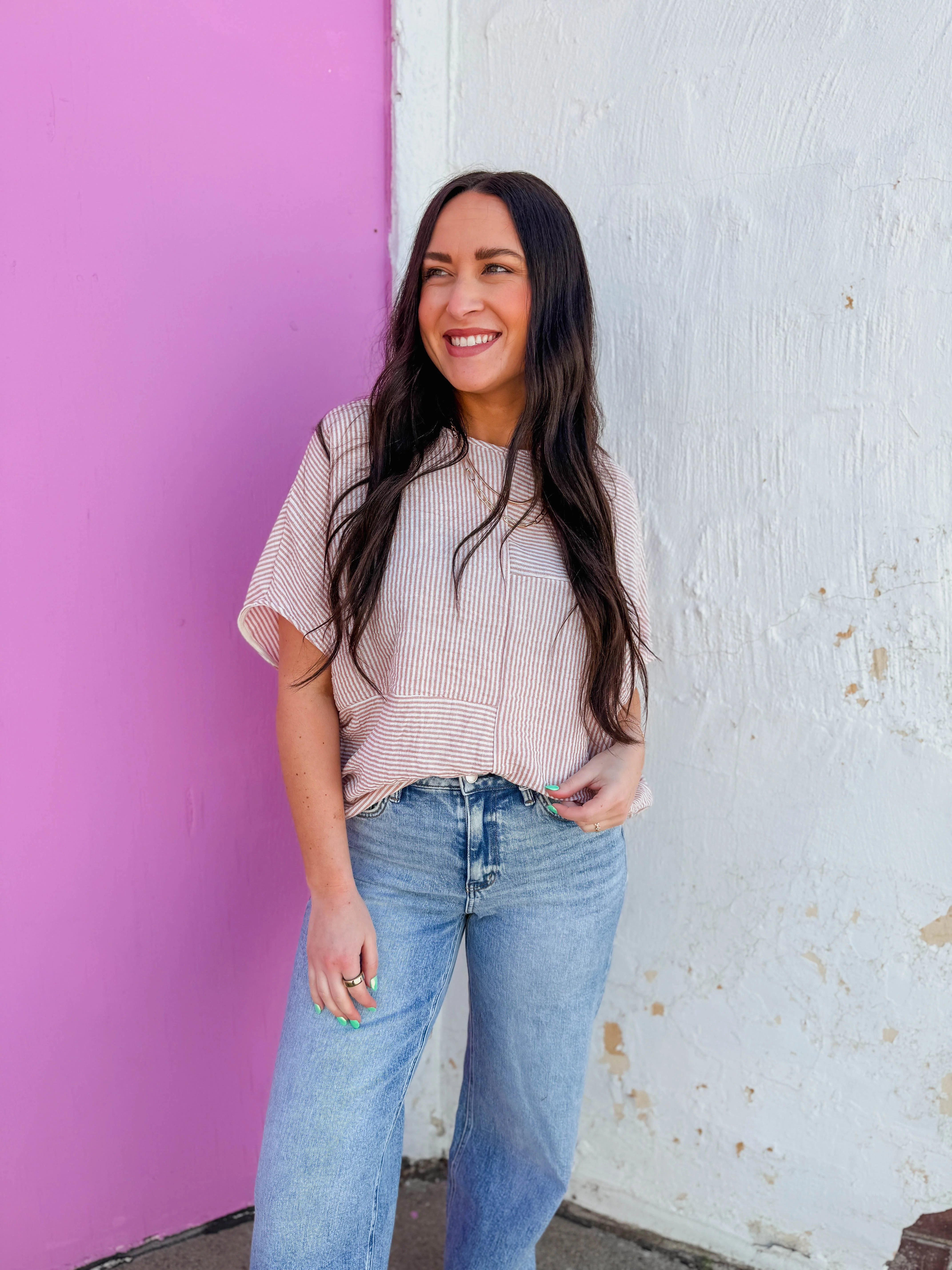 Kerri Striped Top-Terracotta