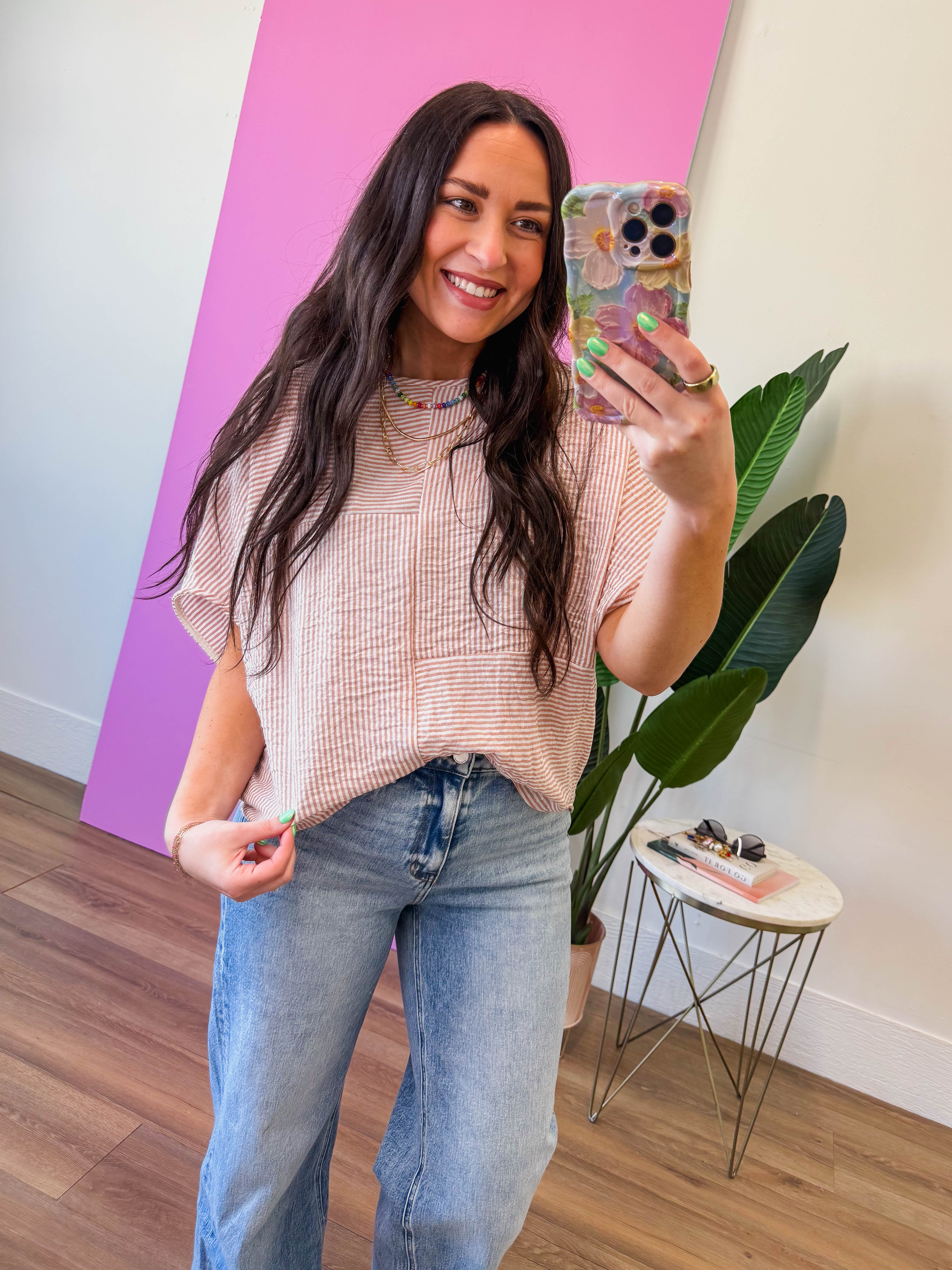 Kerri Striped Top-Terracotta - Image 3