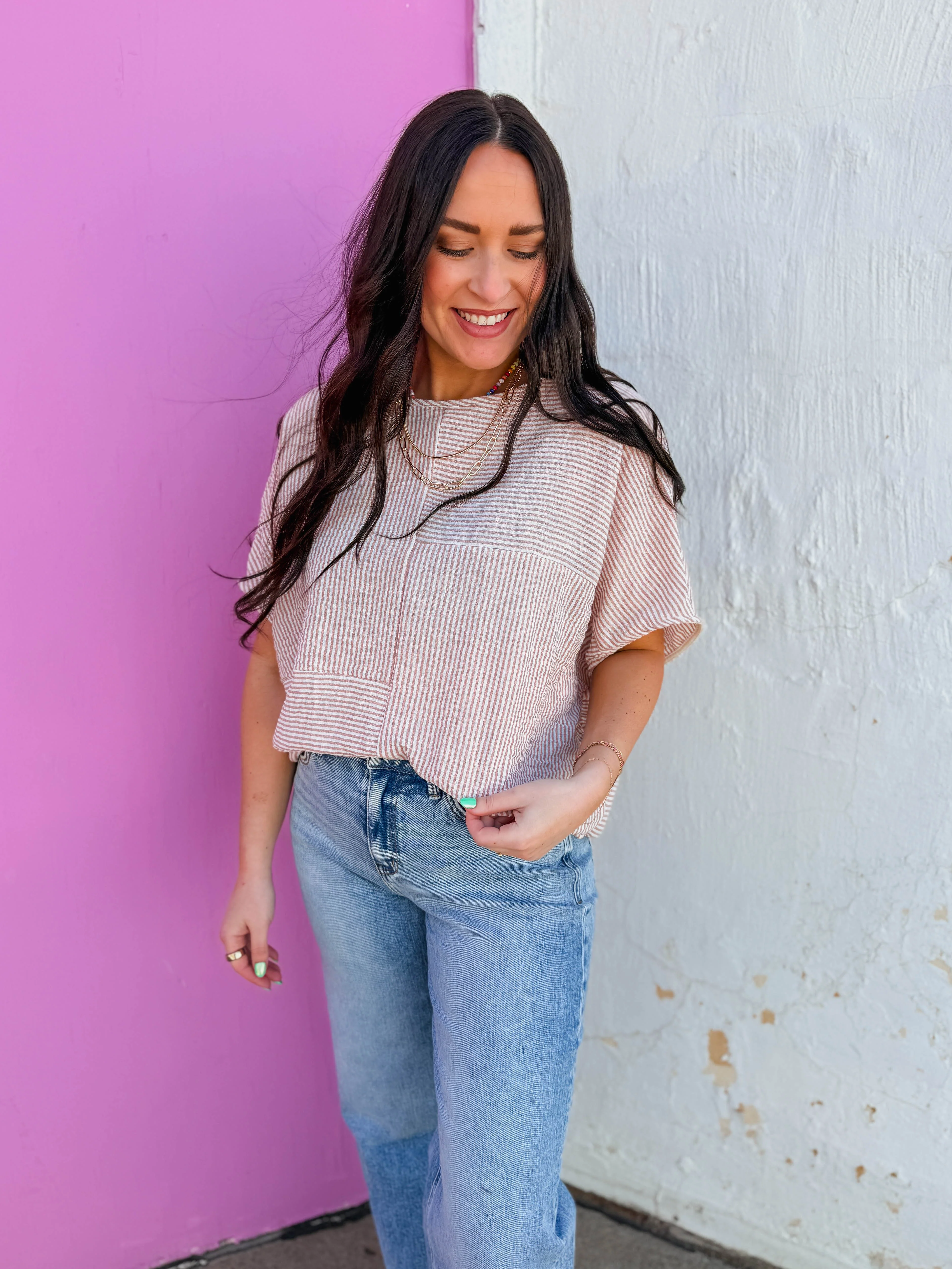 Kerri Striped Top-Terracotta - Image 4