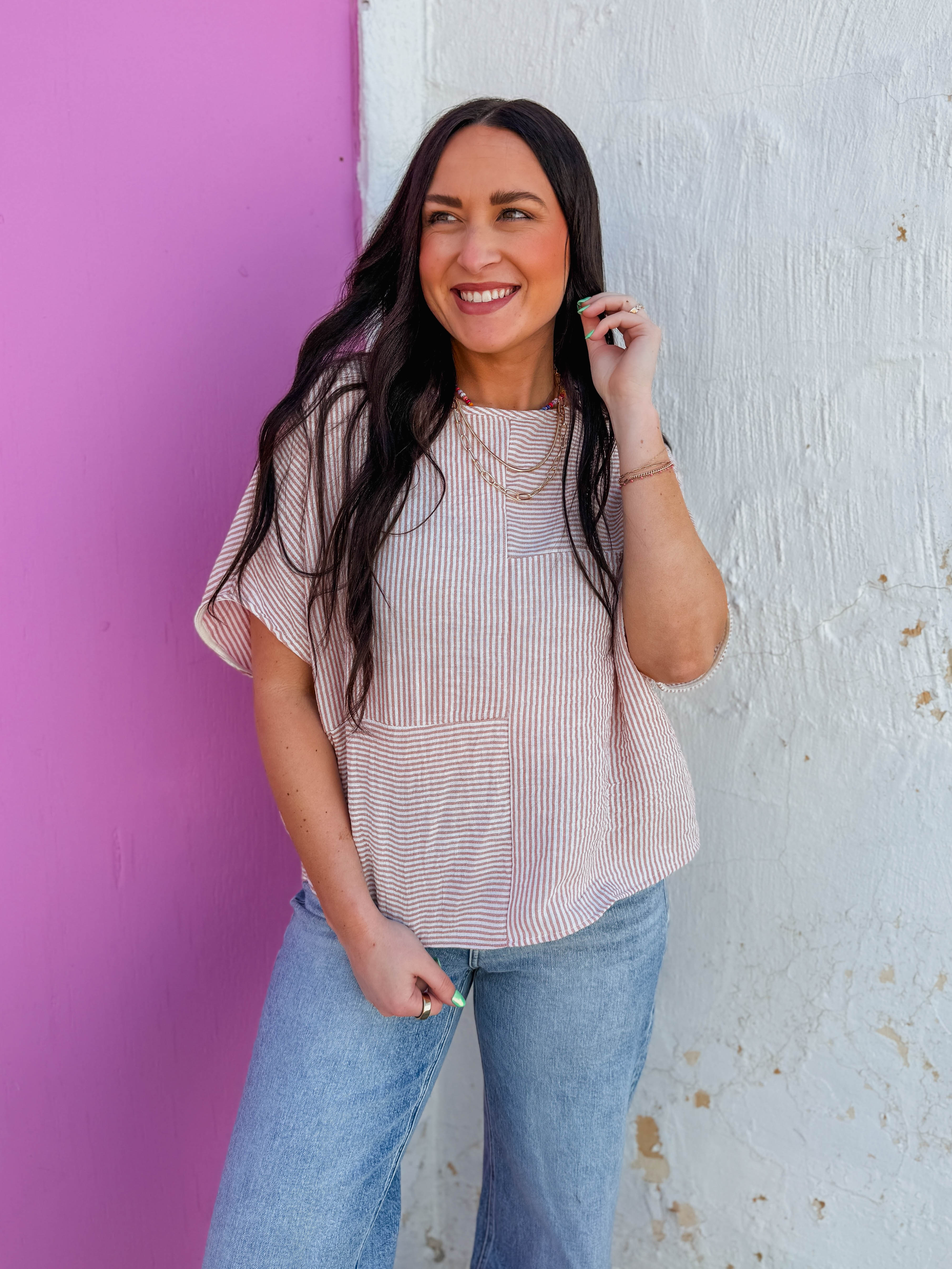 Kerri Striped Top-Terracotta - Image 5