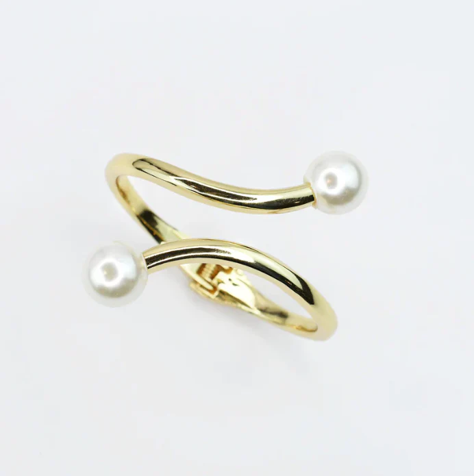 Kind Of A Moment Double Pearl Bangle-Gold - Image 3