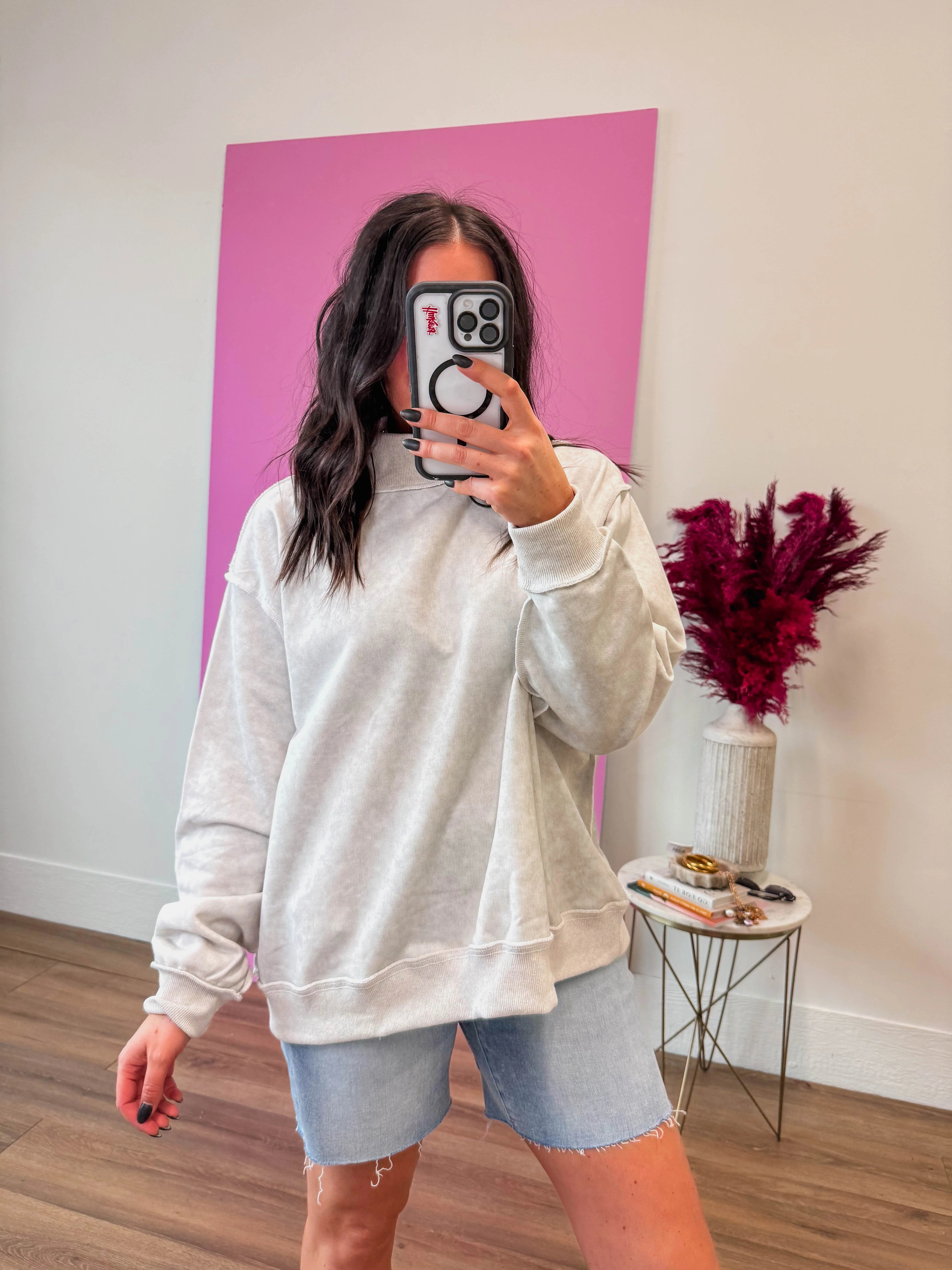 Kollins Mock Neck Sweatshirt-Ash Grey - Image 5