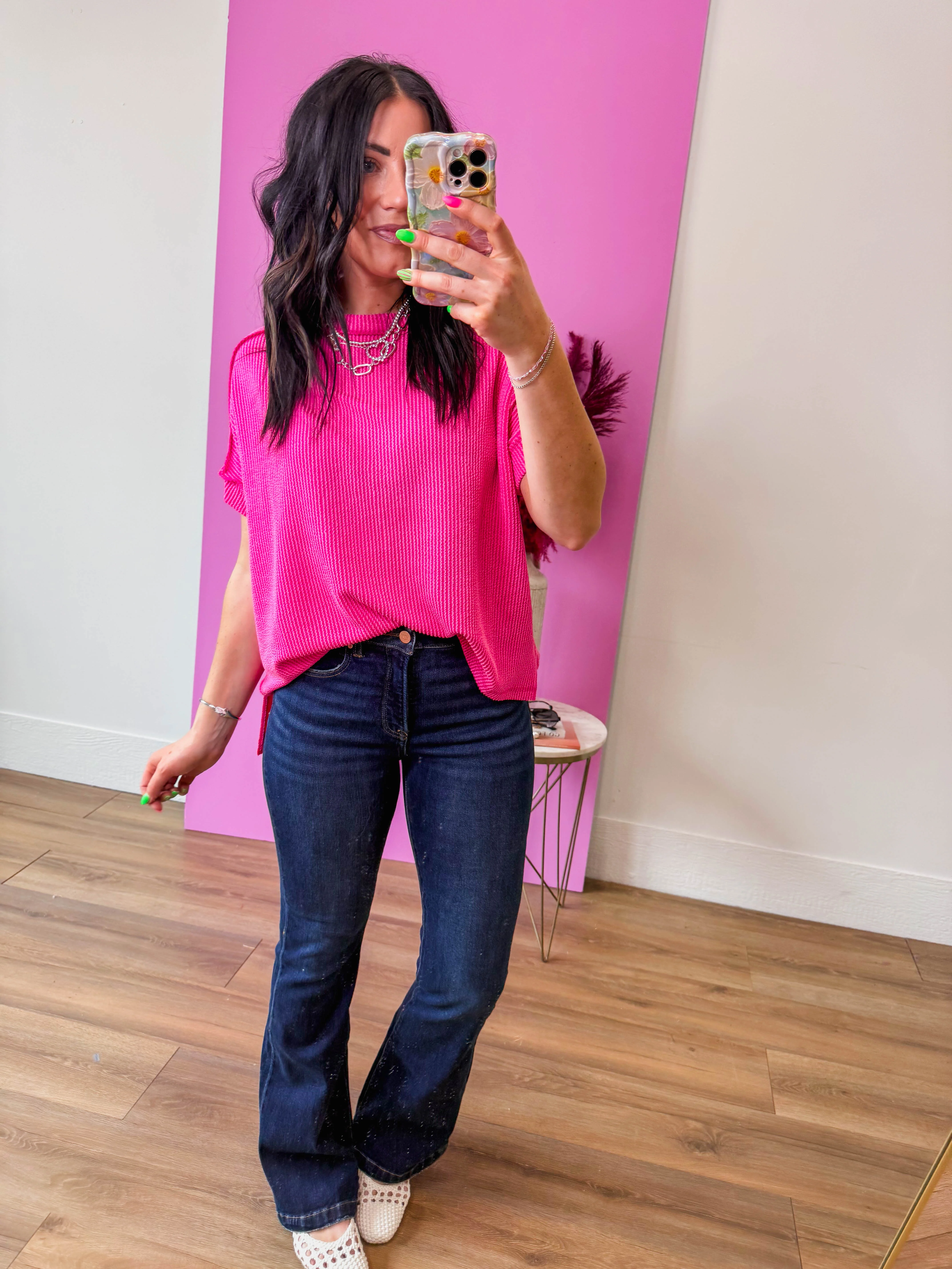 Kyla Corded Top-Hot Pink - Image 10