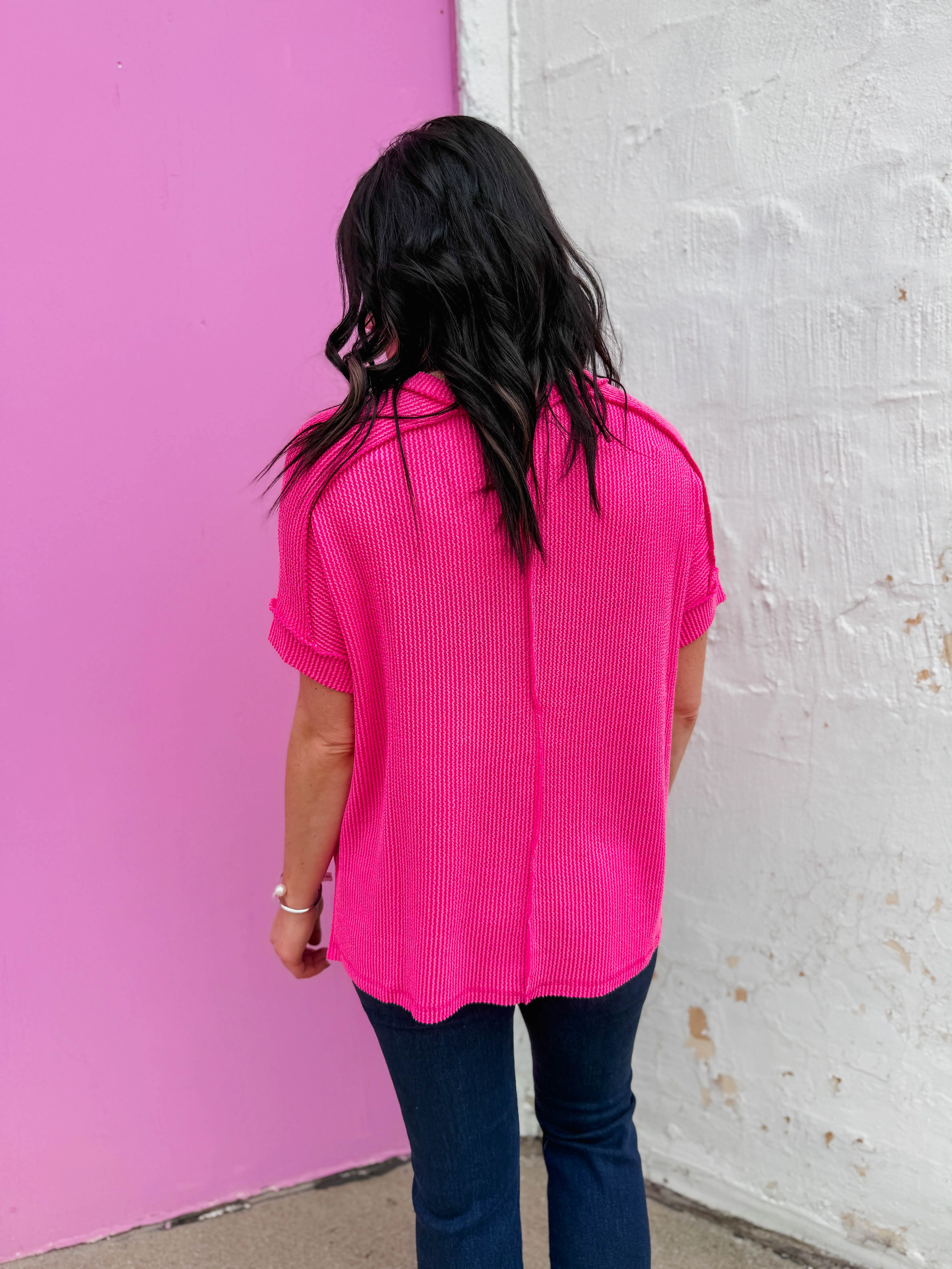 Kyla Corded Top-Hot Pink - Image 8