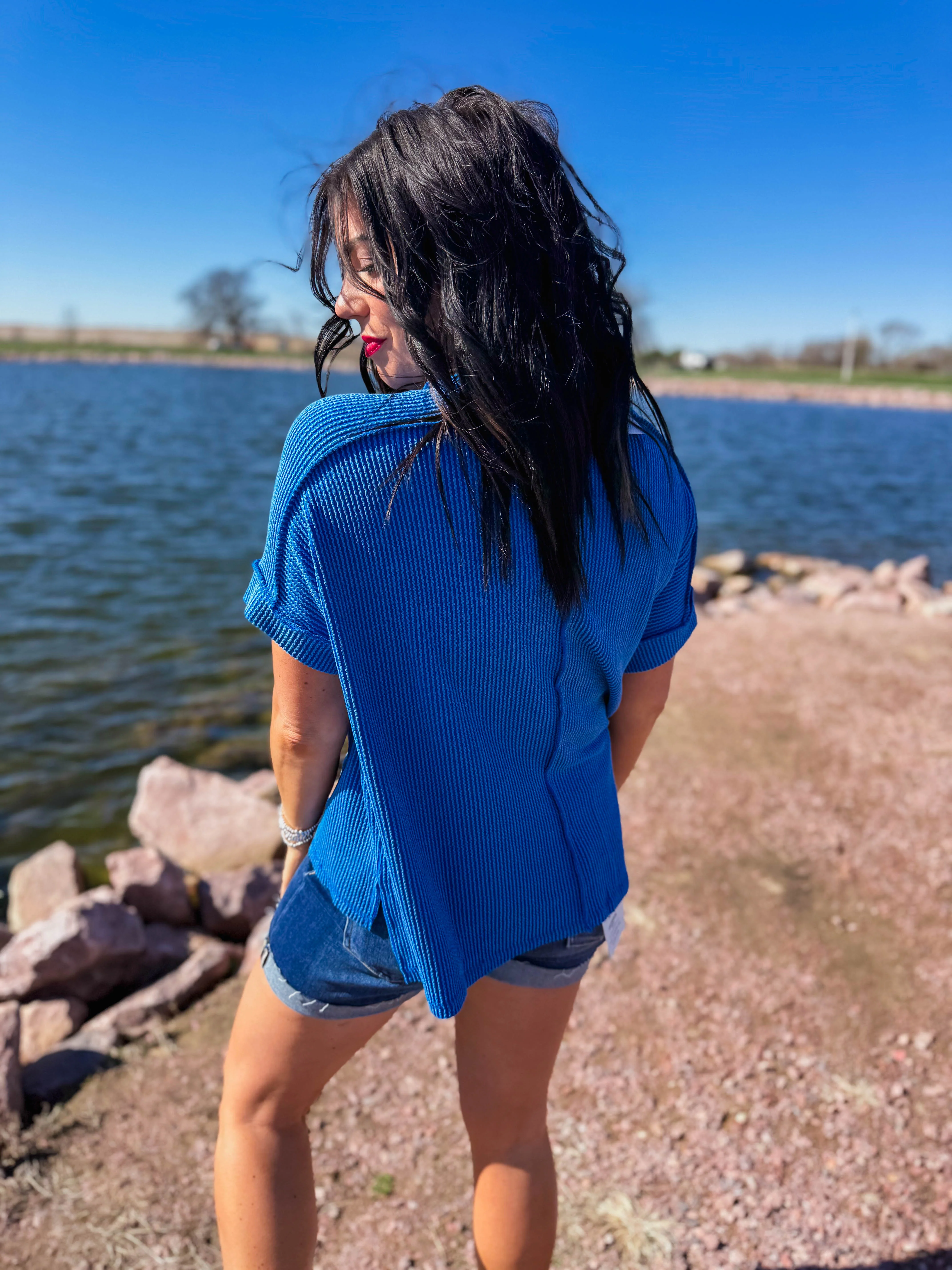 Kyla Corded Top-Ocean Blue - Image 12