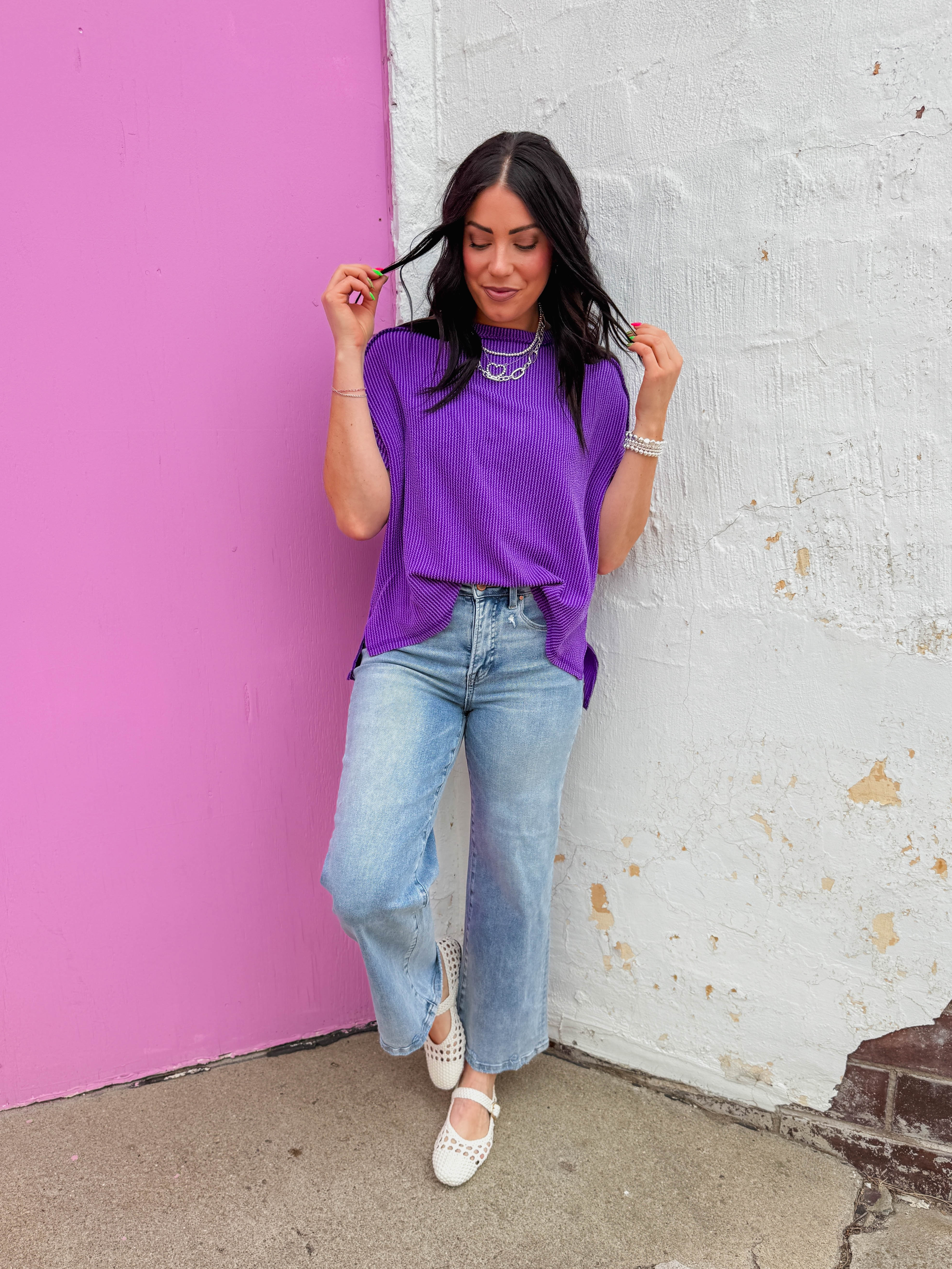 Kyla Corded Top-Purple - Image 2