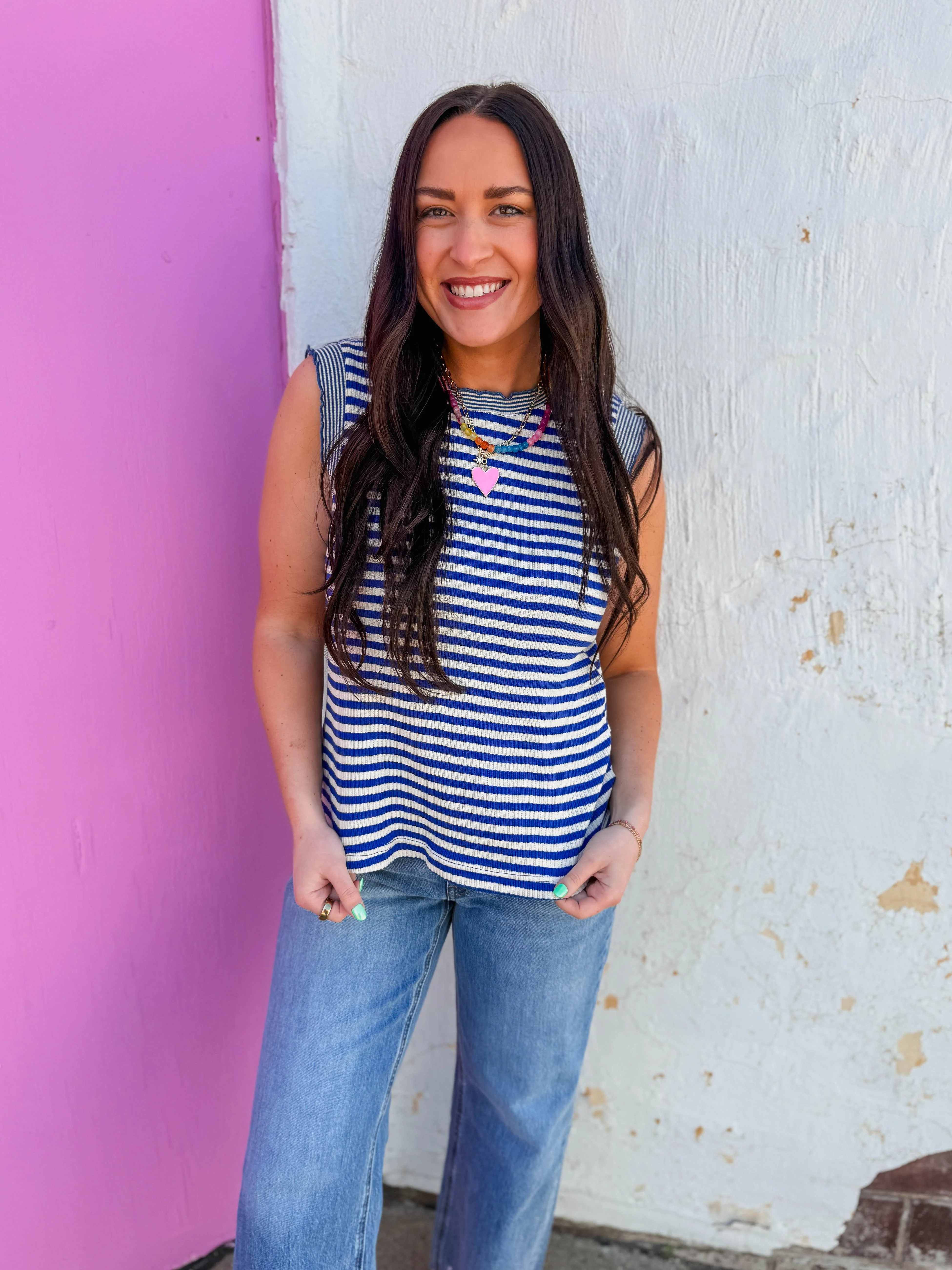 Lauren Striped Tank-Blue - Image 5