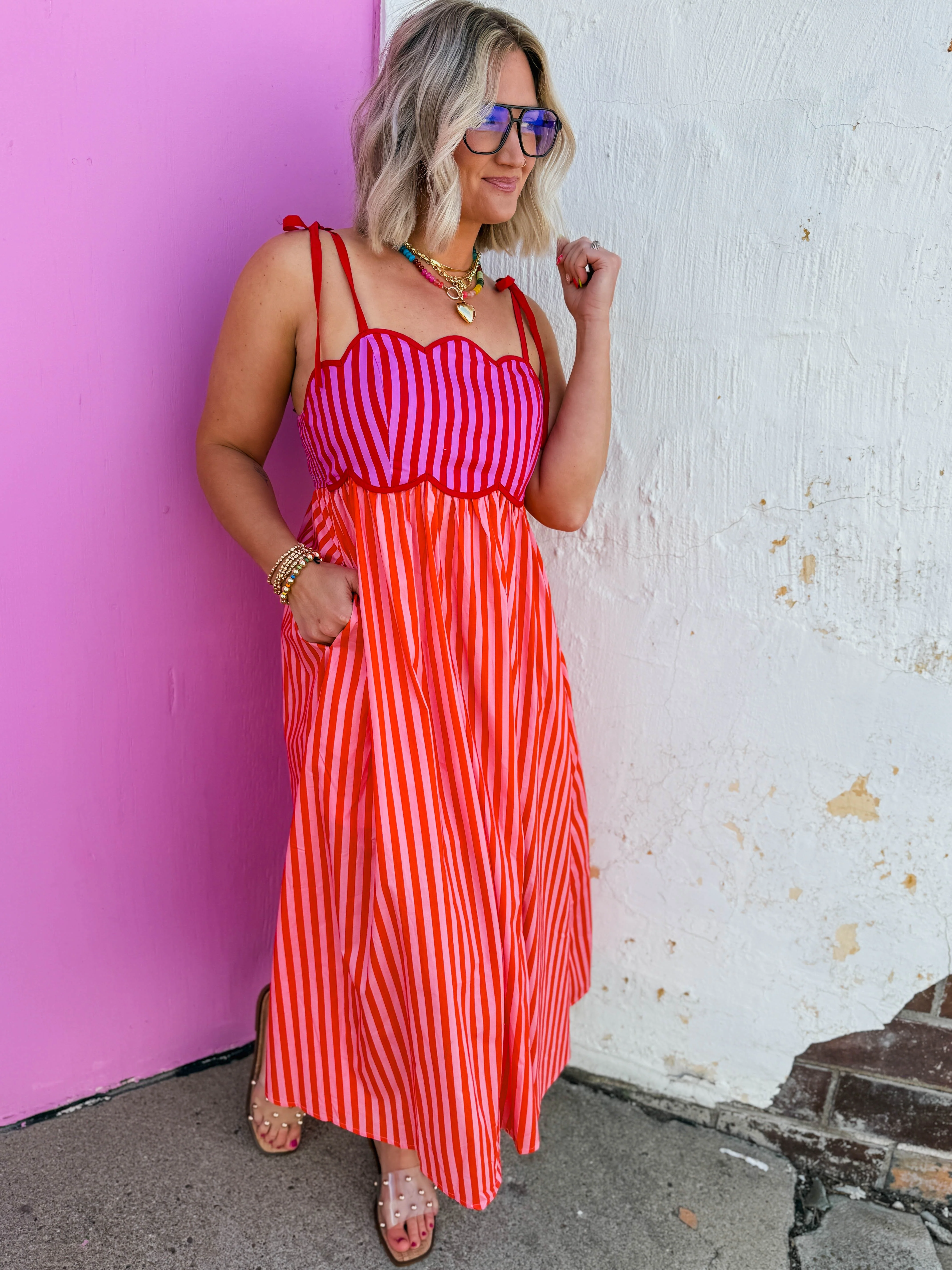 Lena Striped Midi Dress - Image 3