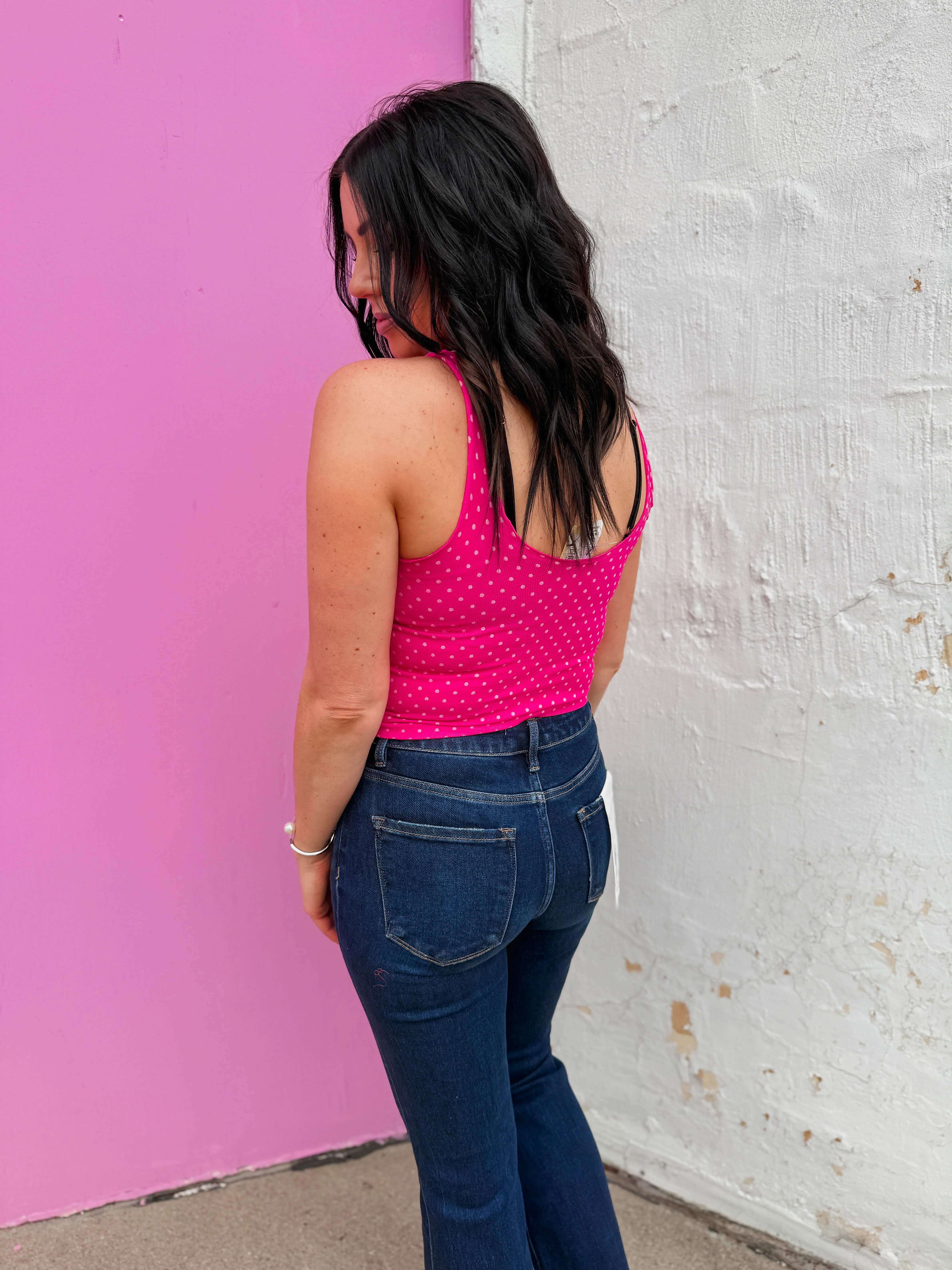 Lenny Polka Dot Tank-Fuchsia - Image 5