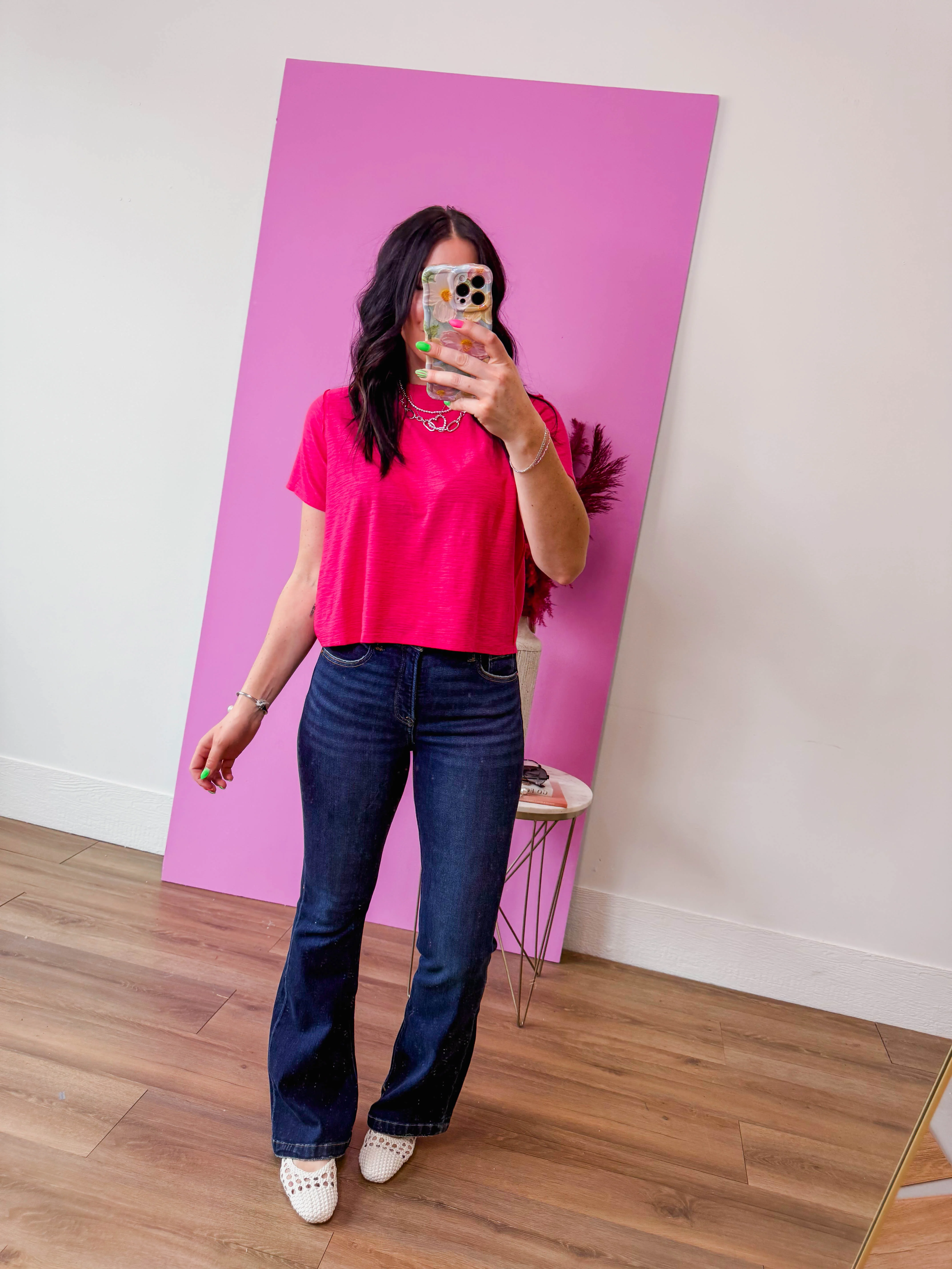 Lindsey Basic Tee-Hot Pink - Image 6