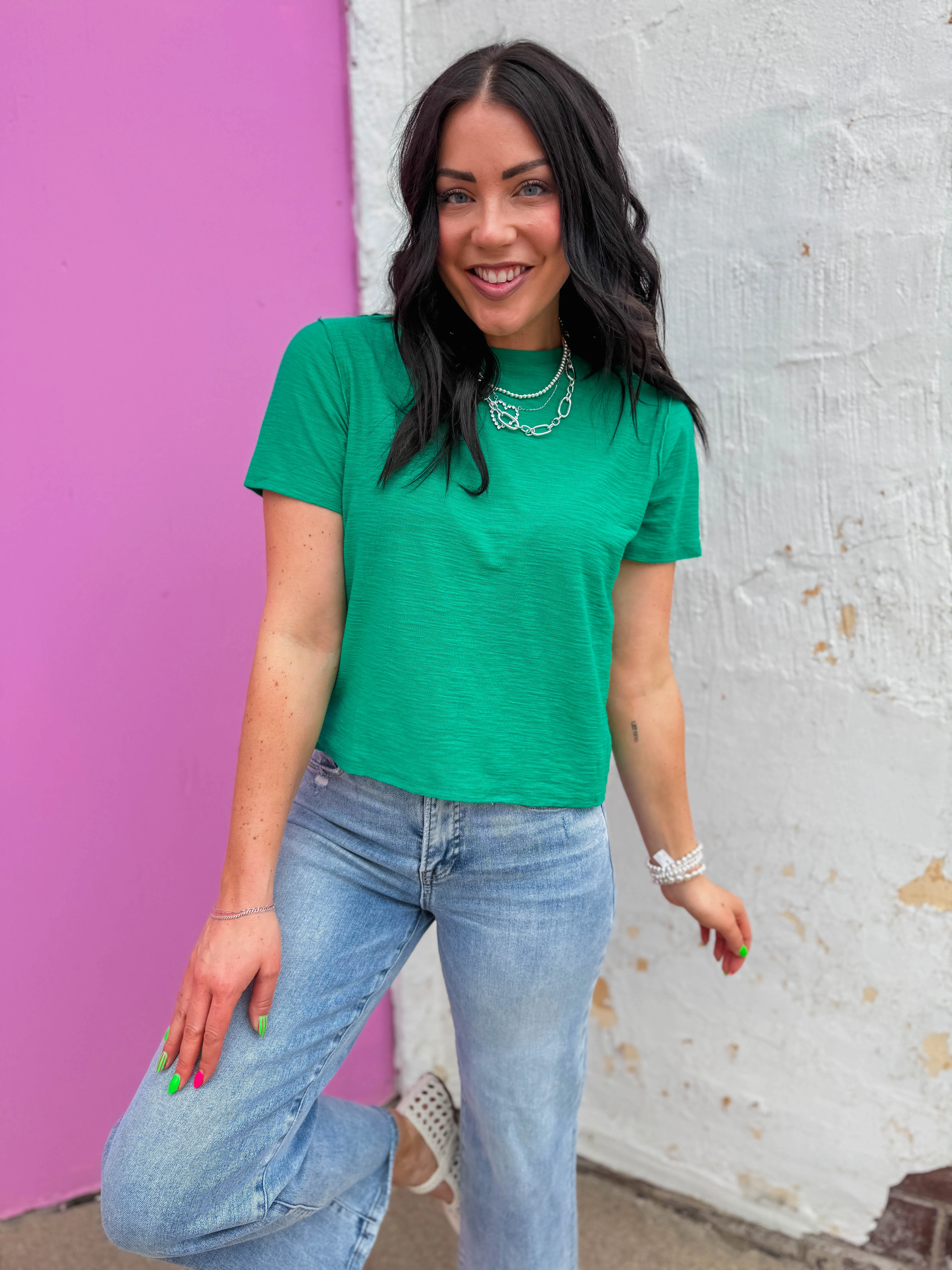 Lindsey Basic Tee-Kelly Green - Image 5