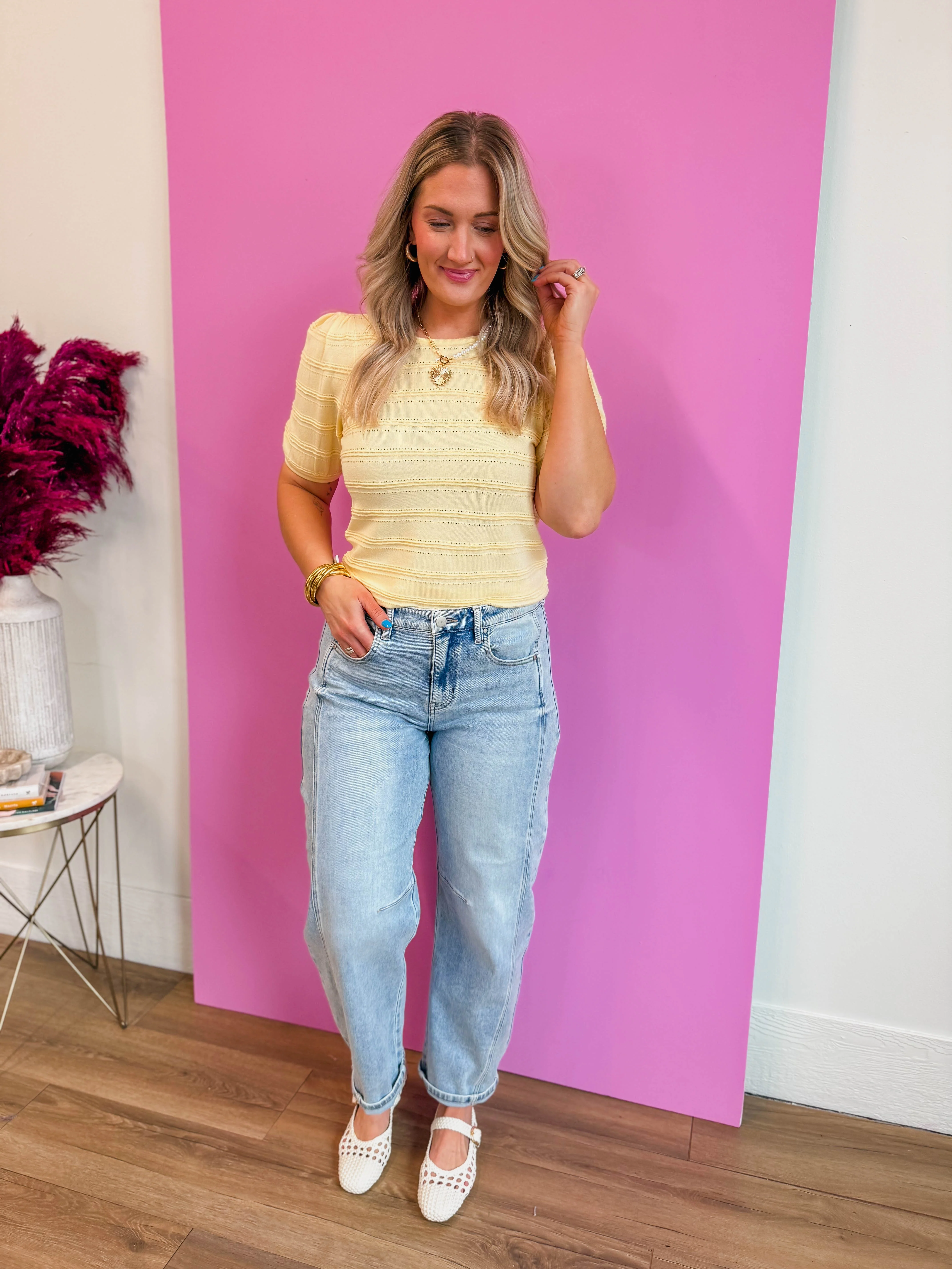 Lindy Knit Top-Lemon - Image 2