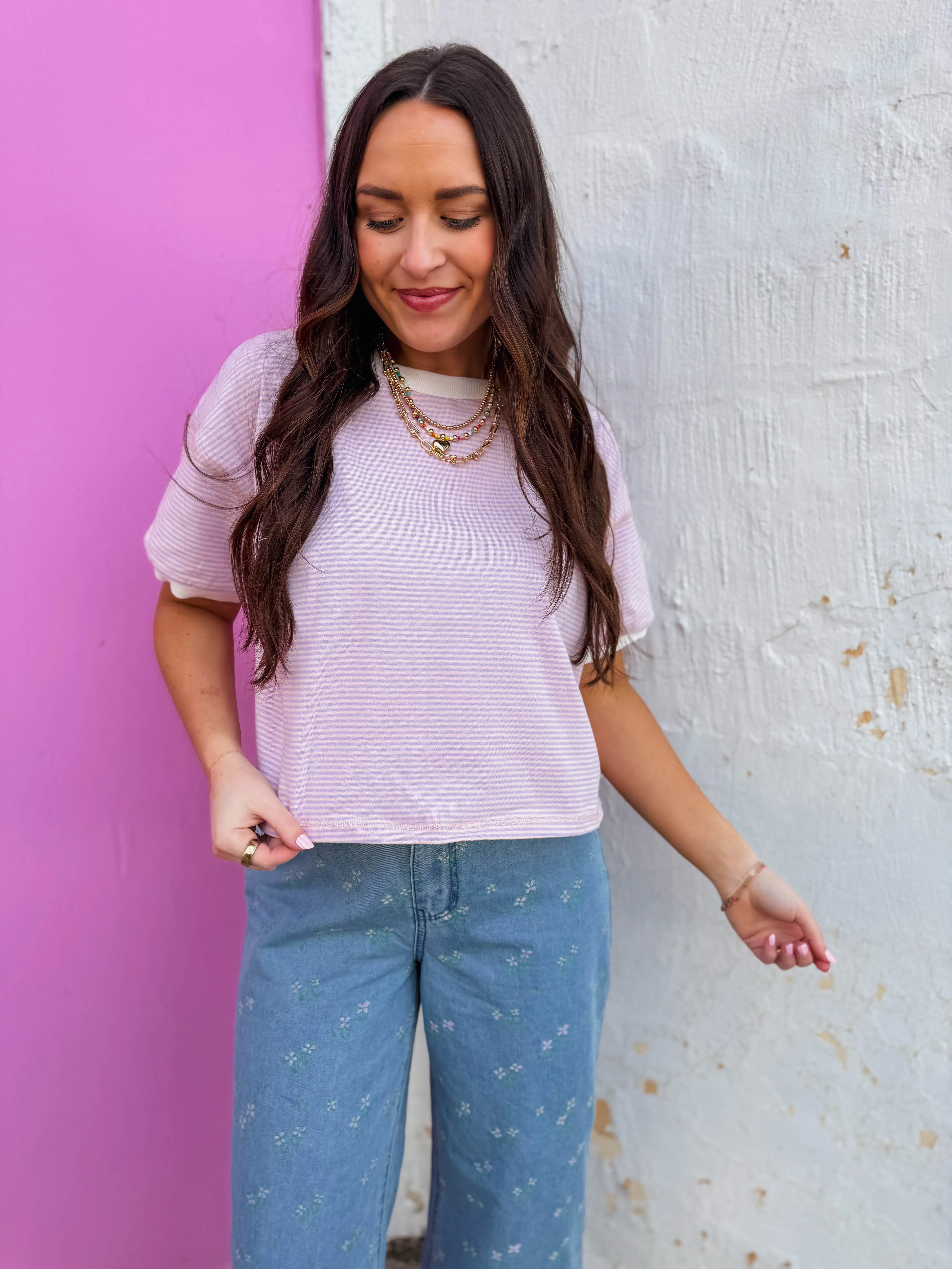 Line It Up Tee-Blush/Lavender - Image 12