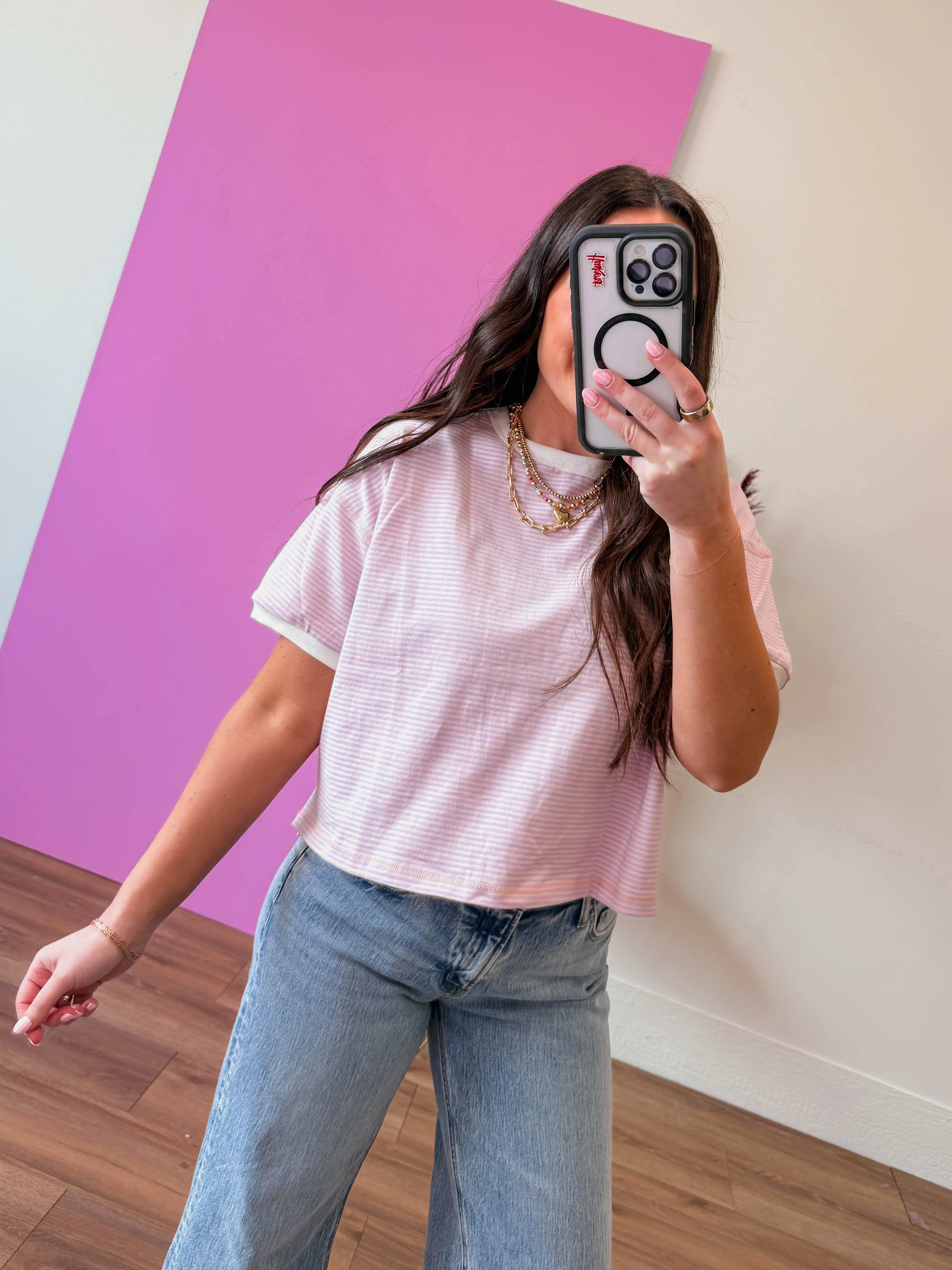 Line It Up Tee-Blush/Lavender - Image 13
